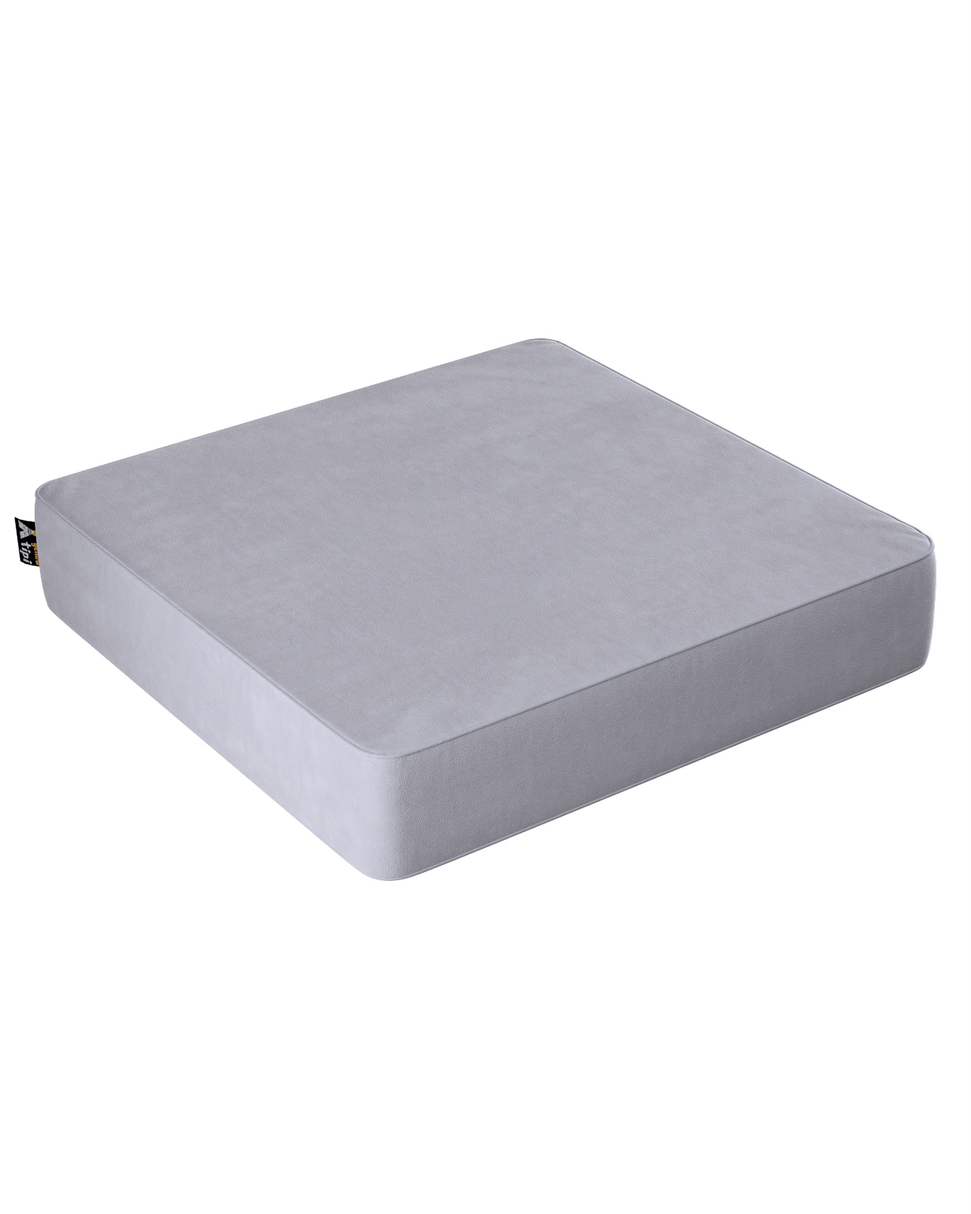 Pouf Square couleur gris tissu brillant, velours