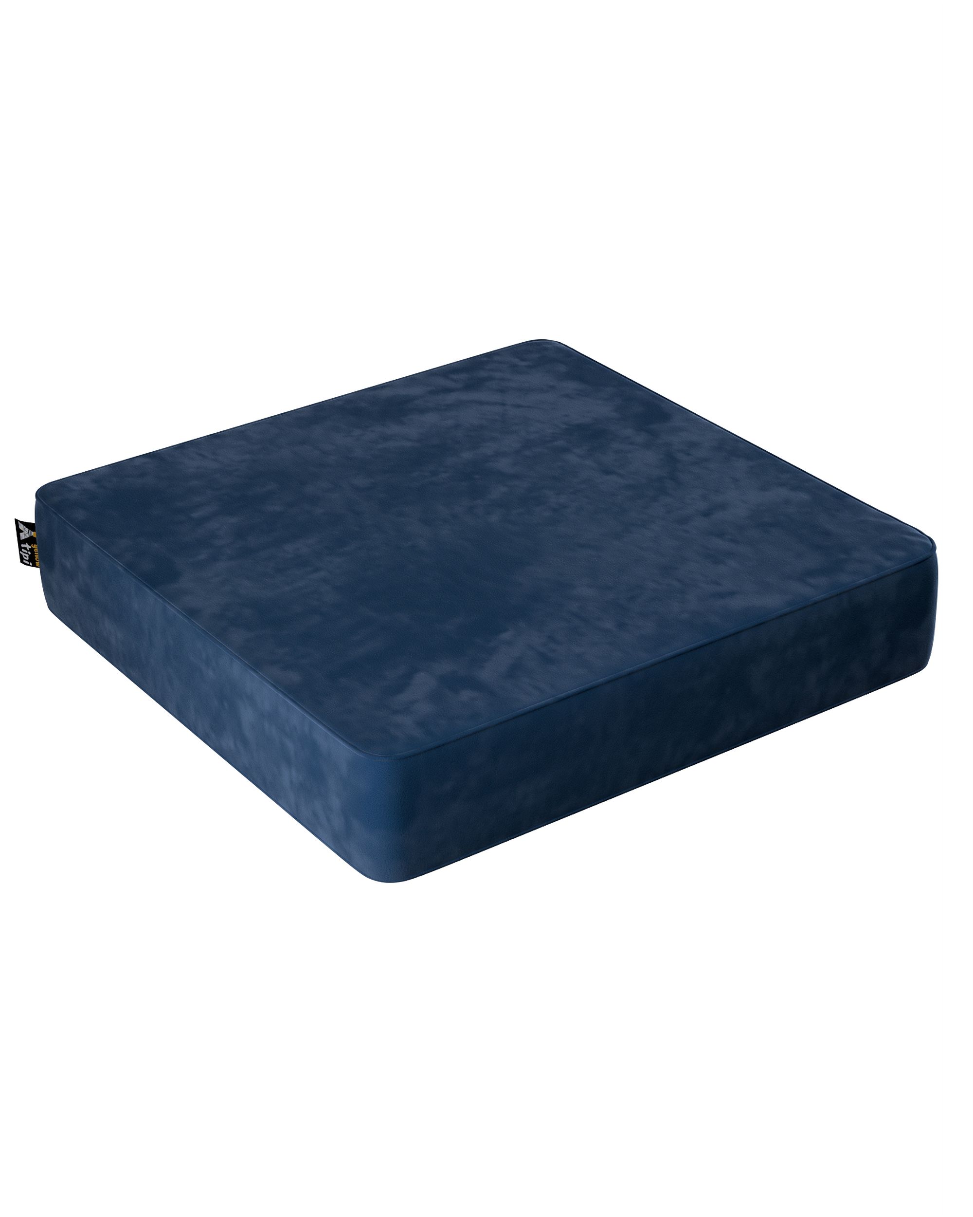 Pouf Square couleur bleu marine tissu brillant, velours