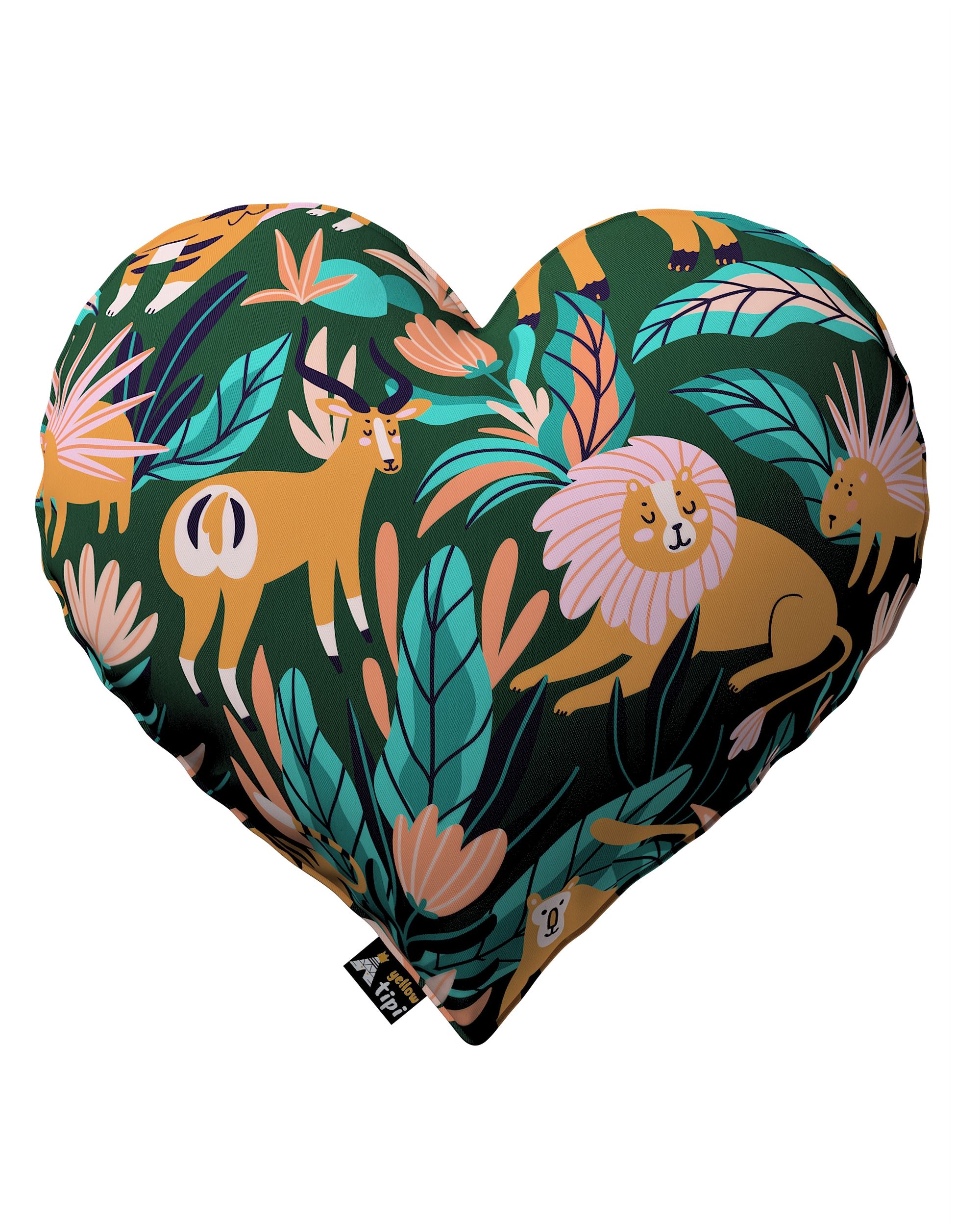 Coussin Heart of Love couleur orange tissu à motifs
