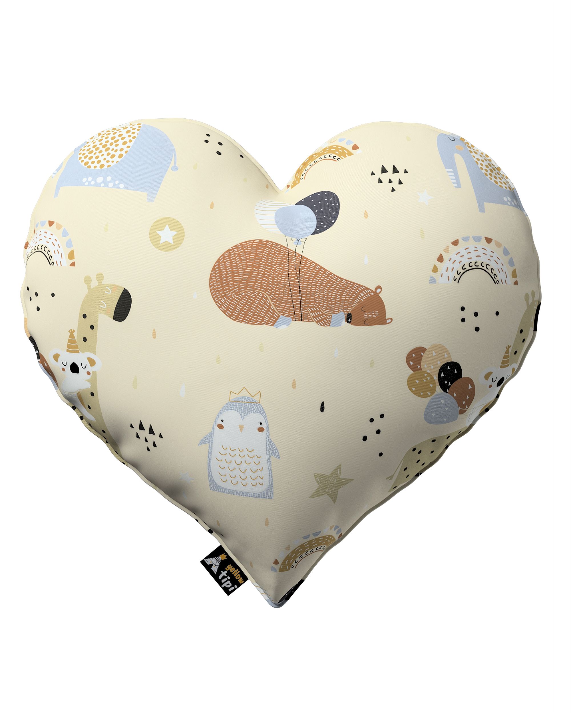 Coussin Heart of Love couleur beige tissu à motifs