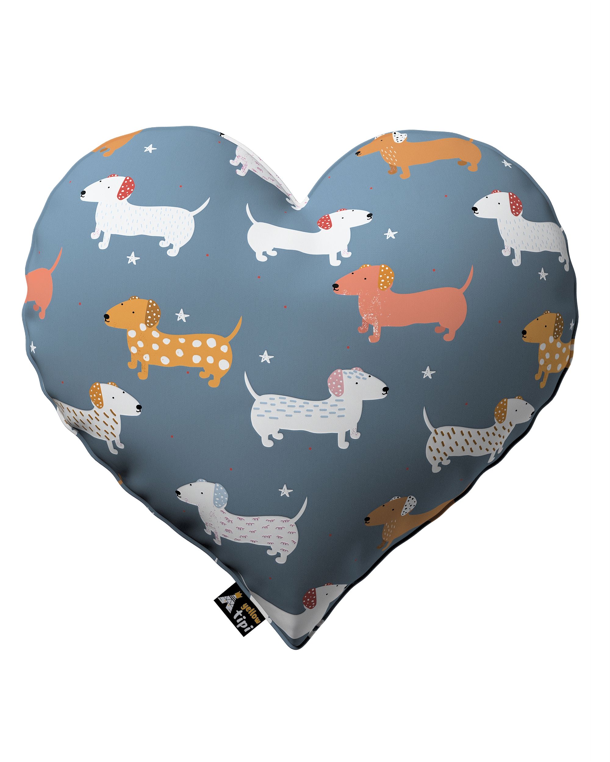 Coussin Heart of Love couleur bleu tissu à motifs