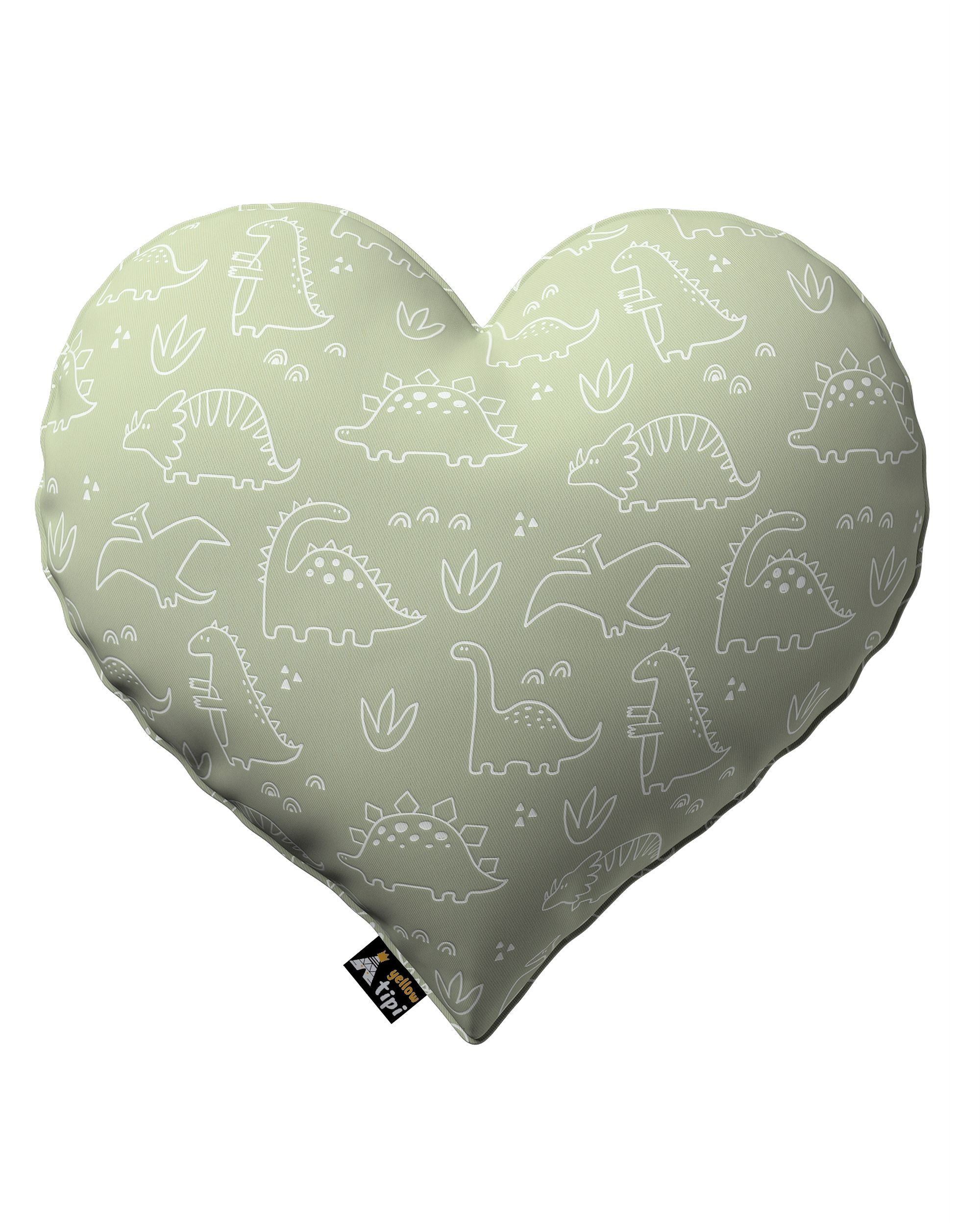 Coussin Heart of Love couleur vert tissu à motifs