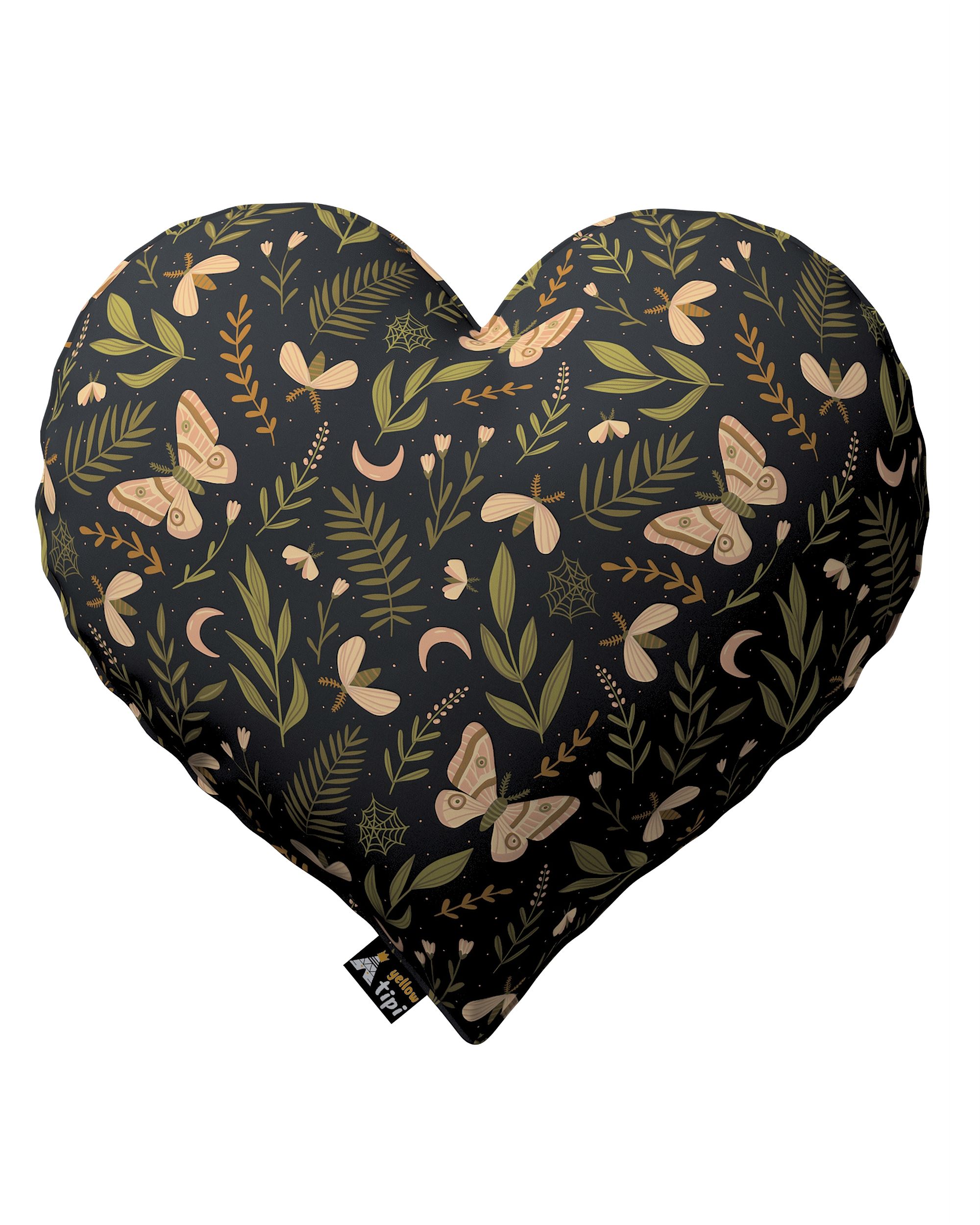 Coussin Heart of Love couleur noir tissu à motifs