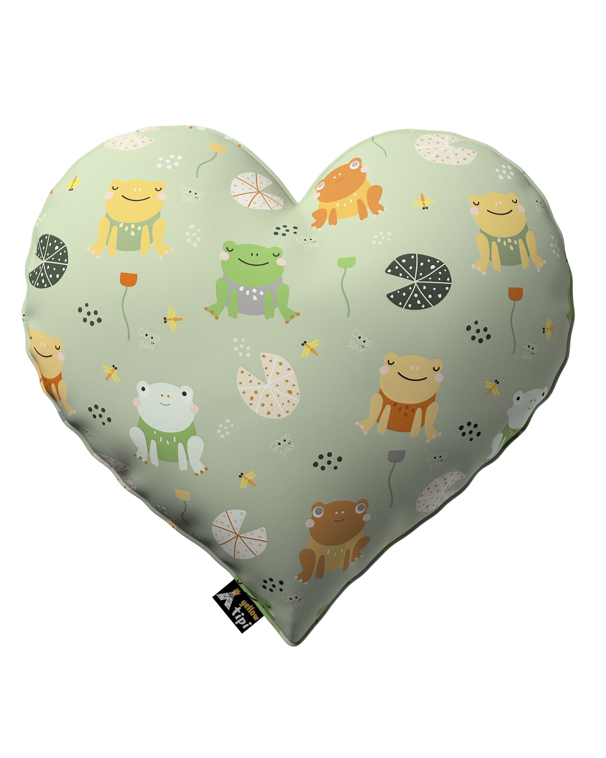 Coussin Heart of Love couleur vert tissu à motifs