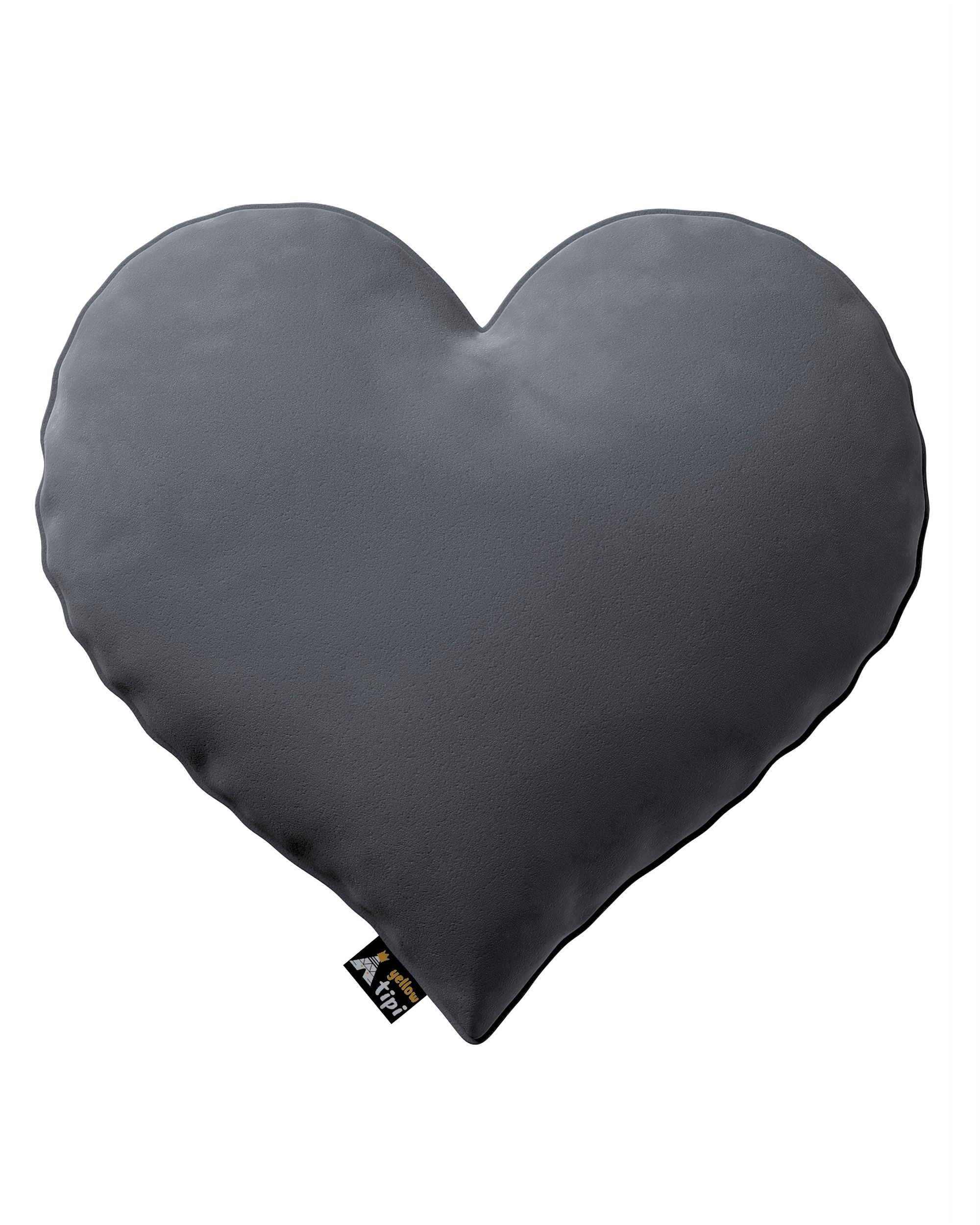 Coussin Heart of Love couleur gris tissu brillant, velours