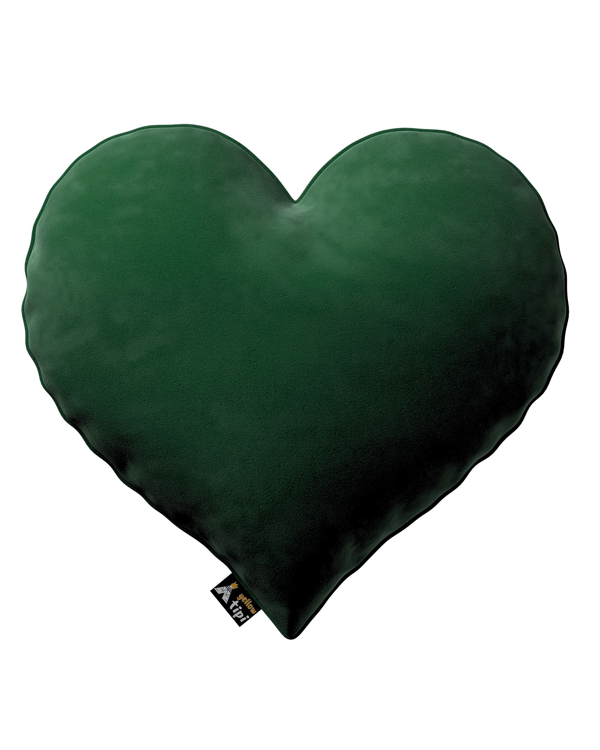 Coussin Heart of Love couleur vert tissu brillant, velours