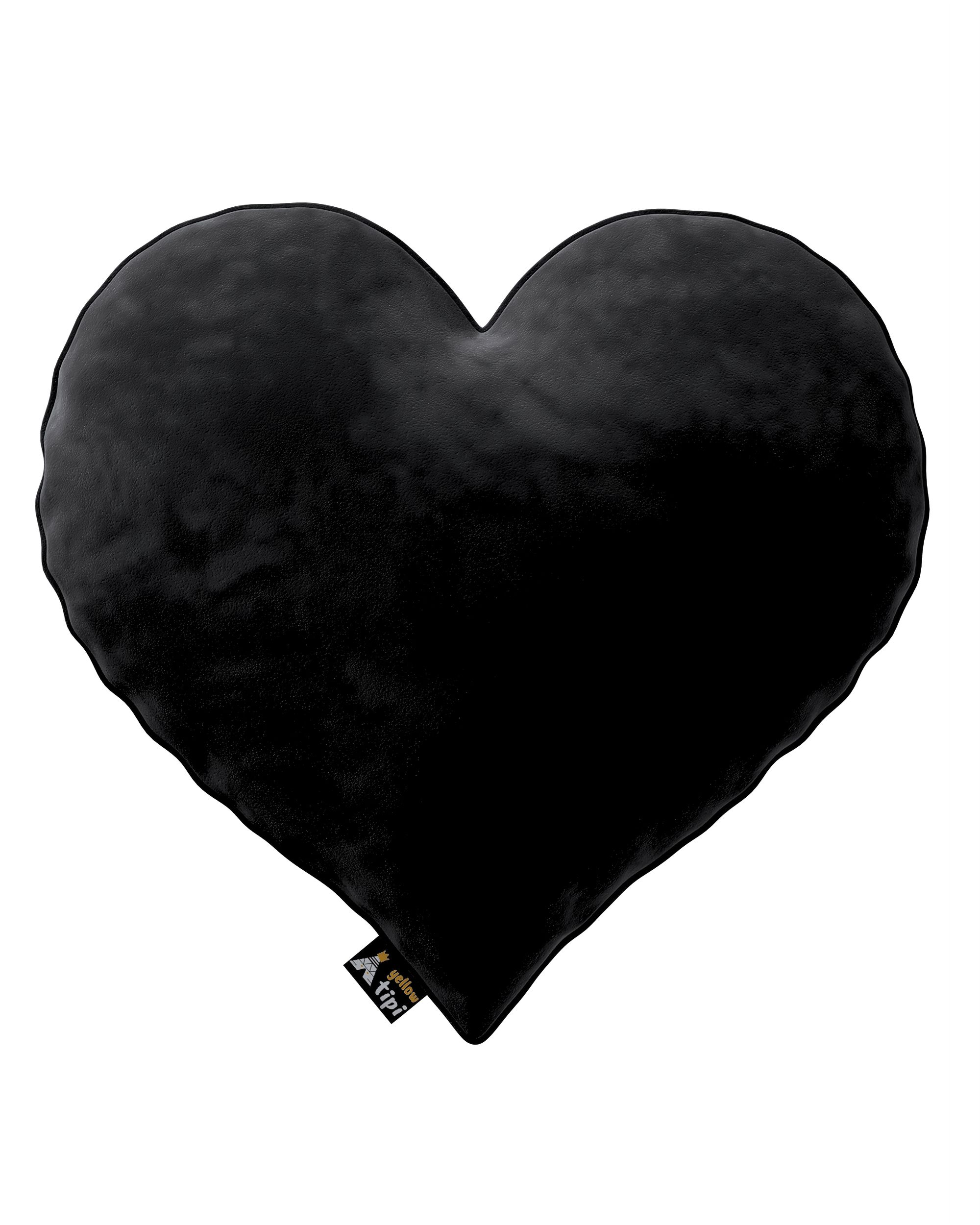 Coussin Heart of Love couleur noir tissu brillant, velours