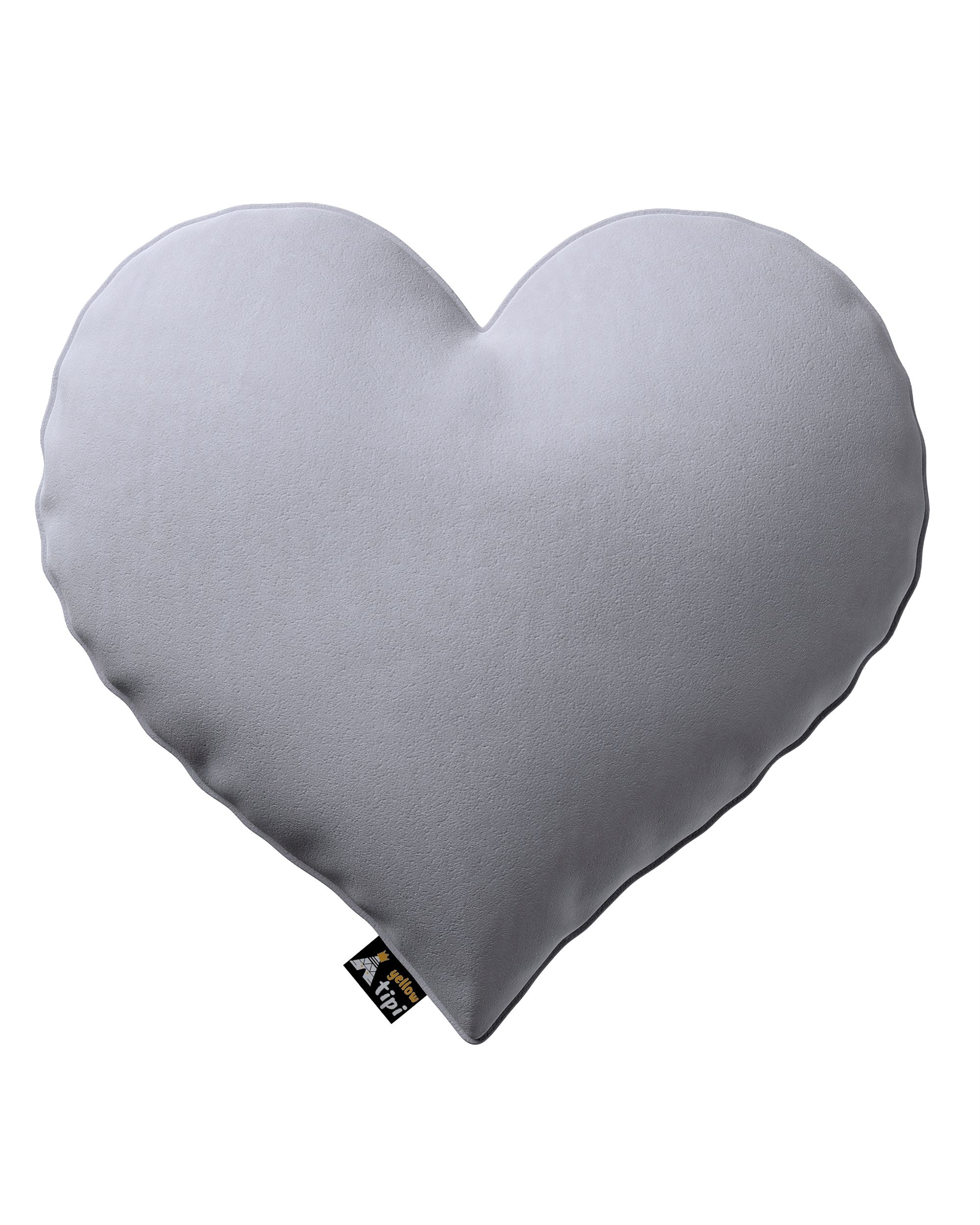 Coussin Heart of Love couleur gris tissu brillant, velours