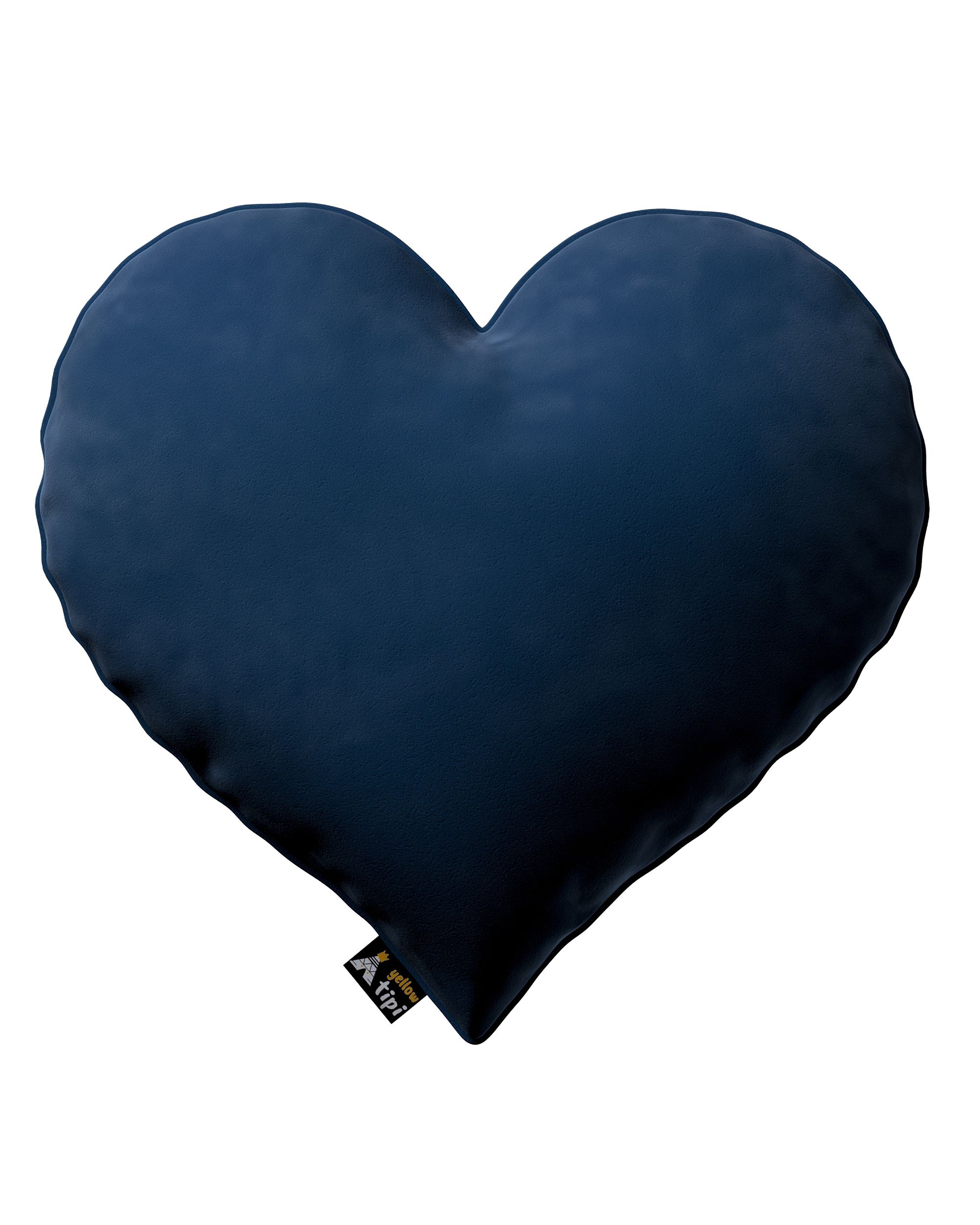 Coussin Heart of Love couleur bleu marine tissu brillant, velours