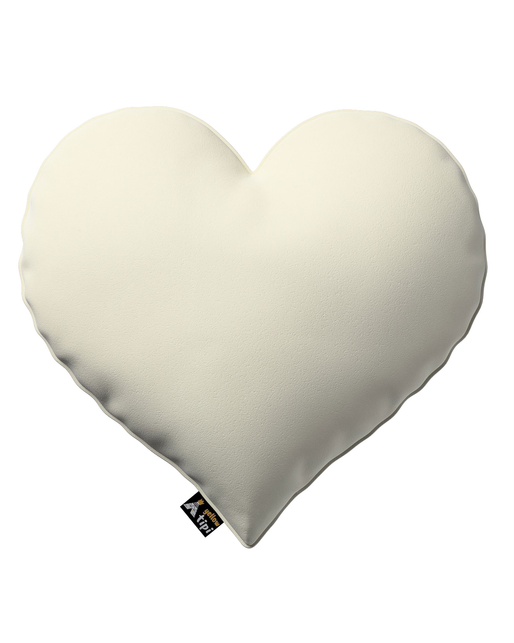 Coussin Heart of Love couleur crème tissu brillant, velours