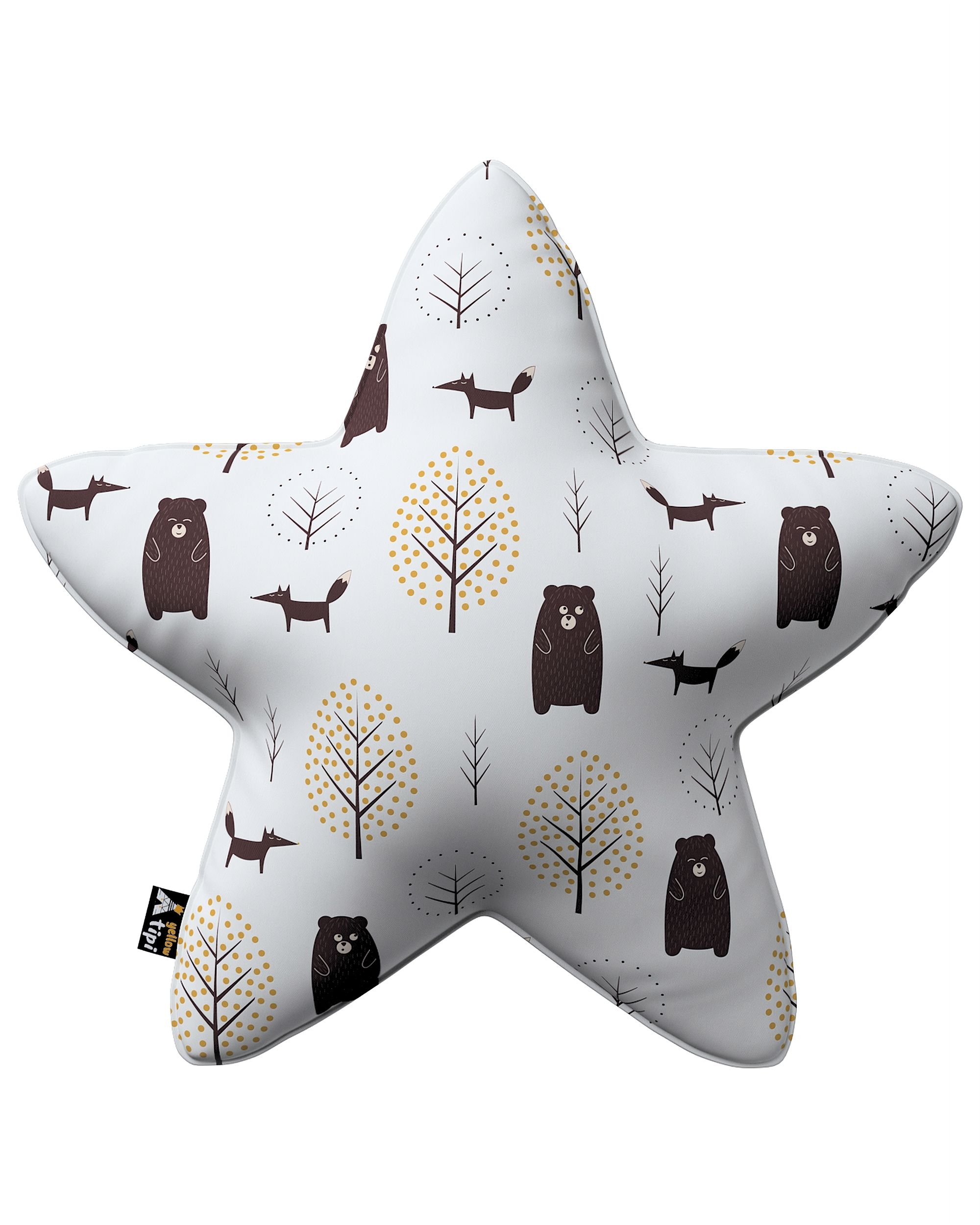 Coussin Lucky Star couleur marron tissu à motifs