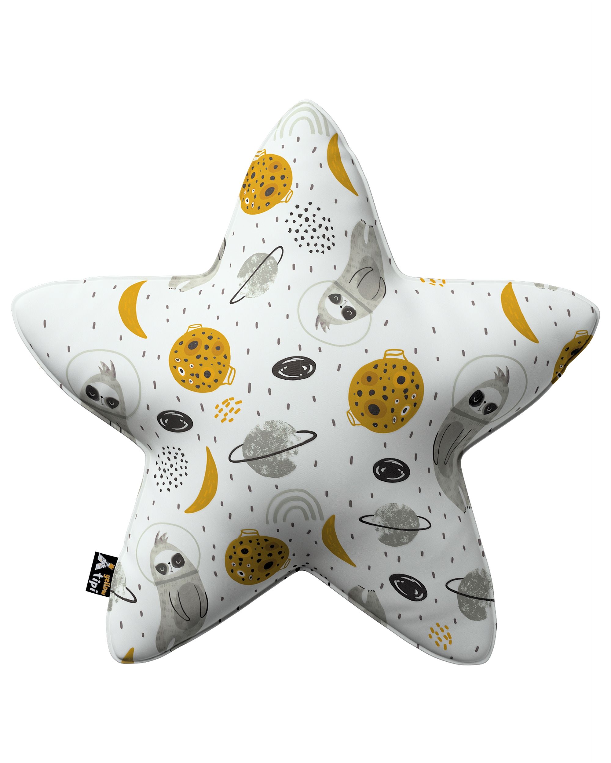 Coussin Lucky Star couleur blanc tissu à motifs