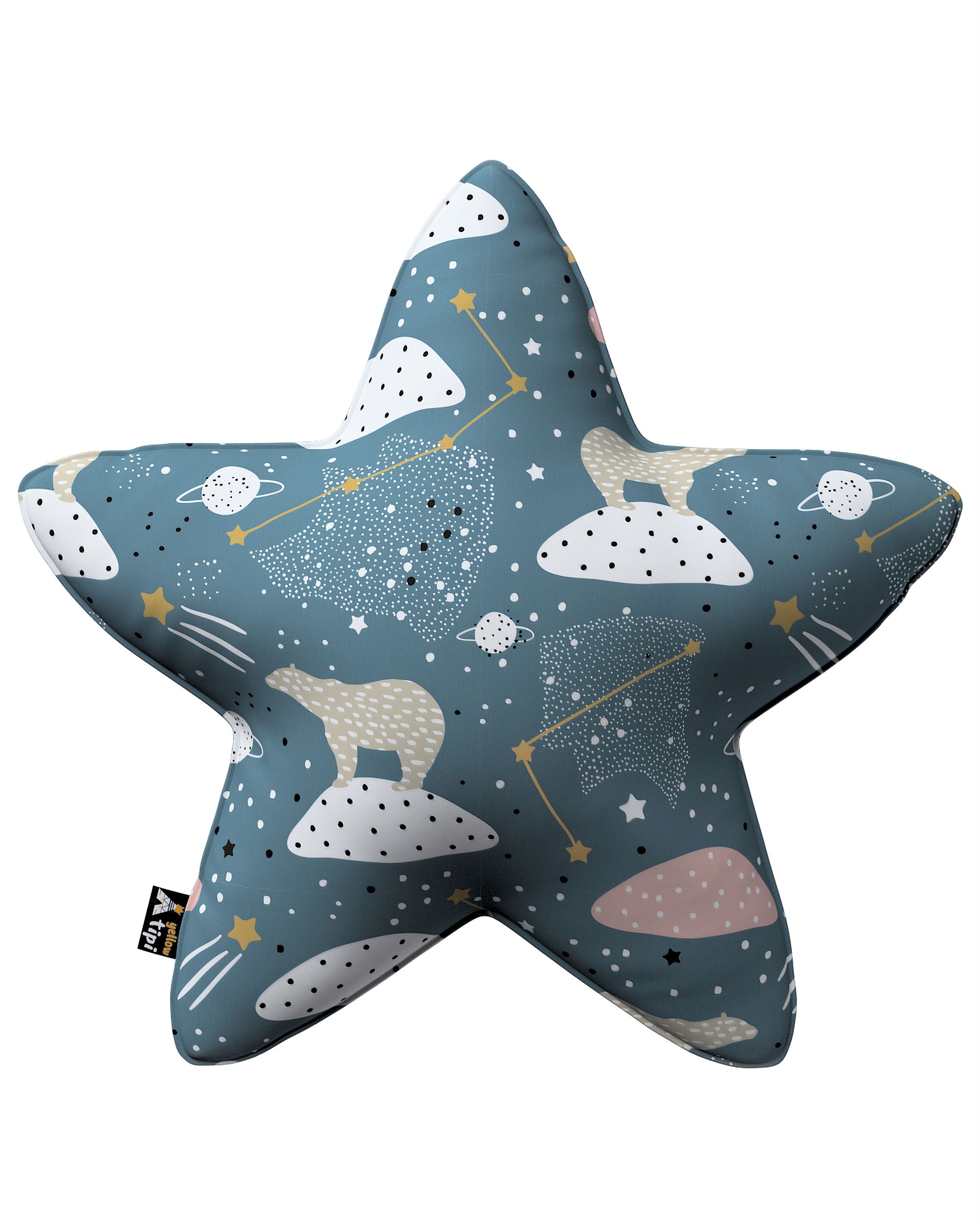 Coussin Lucky Star couleur bleu tissu à motifs