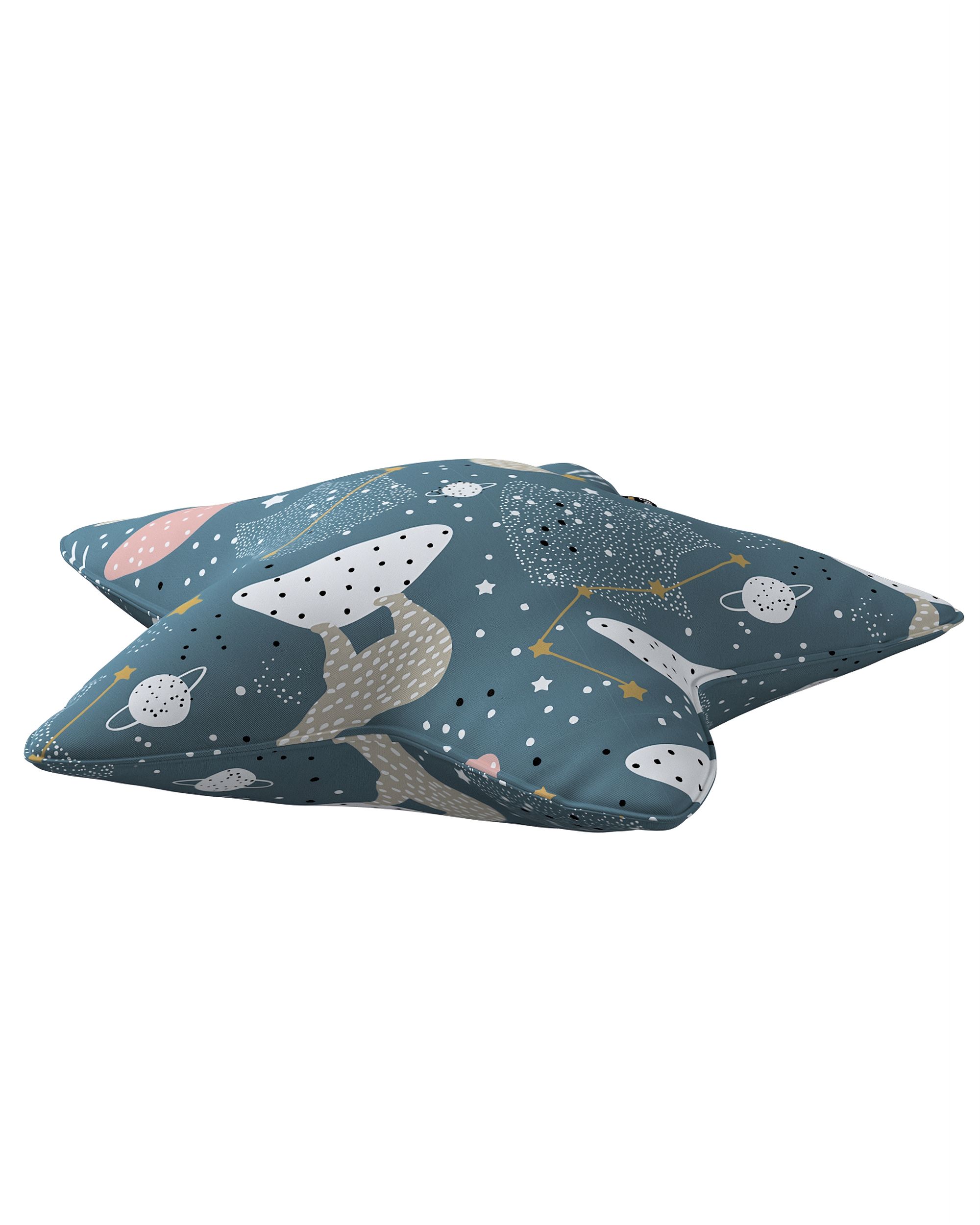 Coussin Lucky Star couleur bleu tissu à motifs (hover)