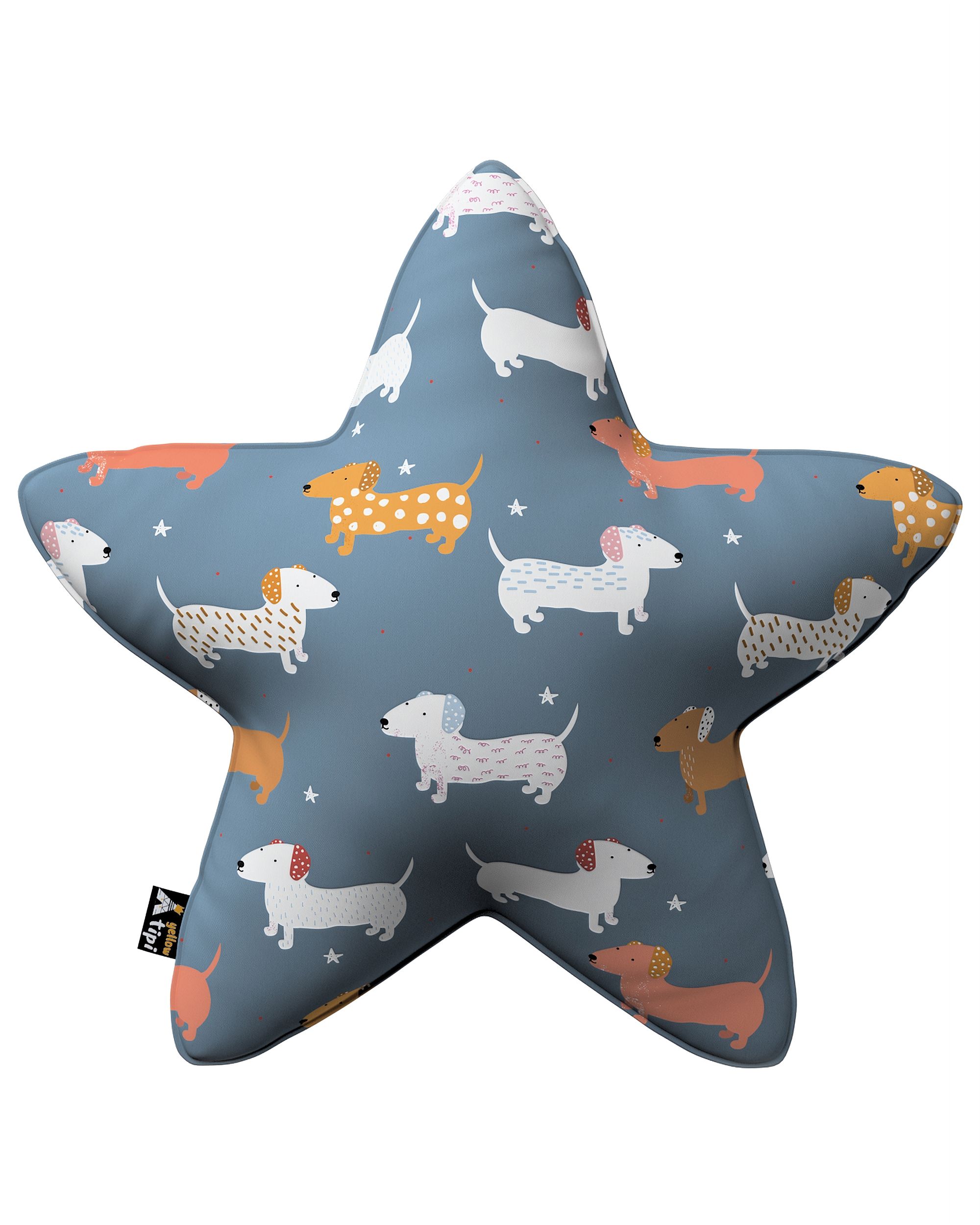 Coussin Lucky Star couleur bleu tissu à motifs