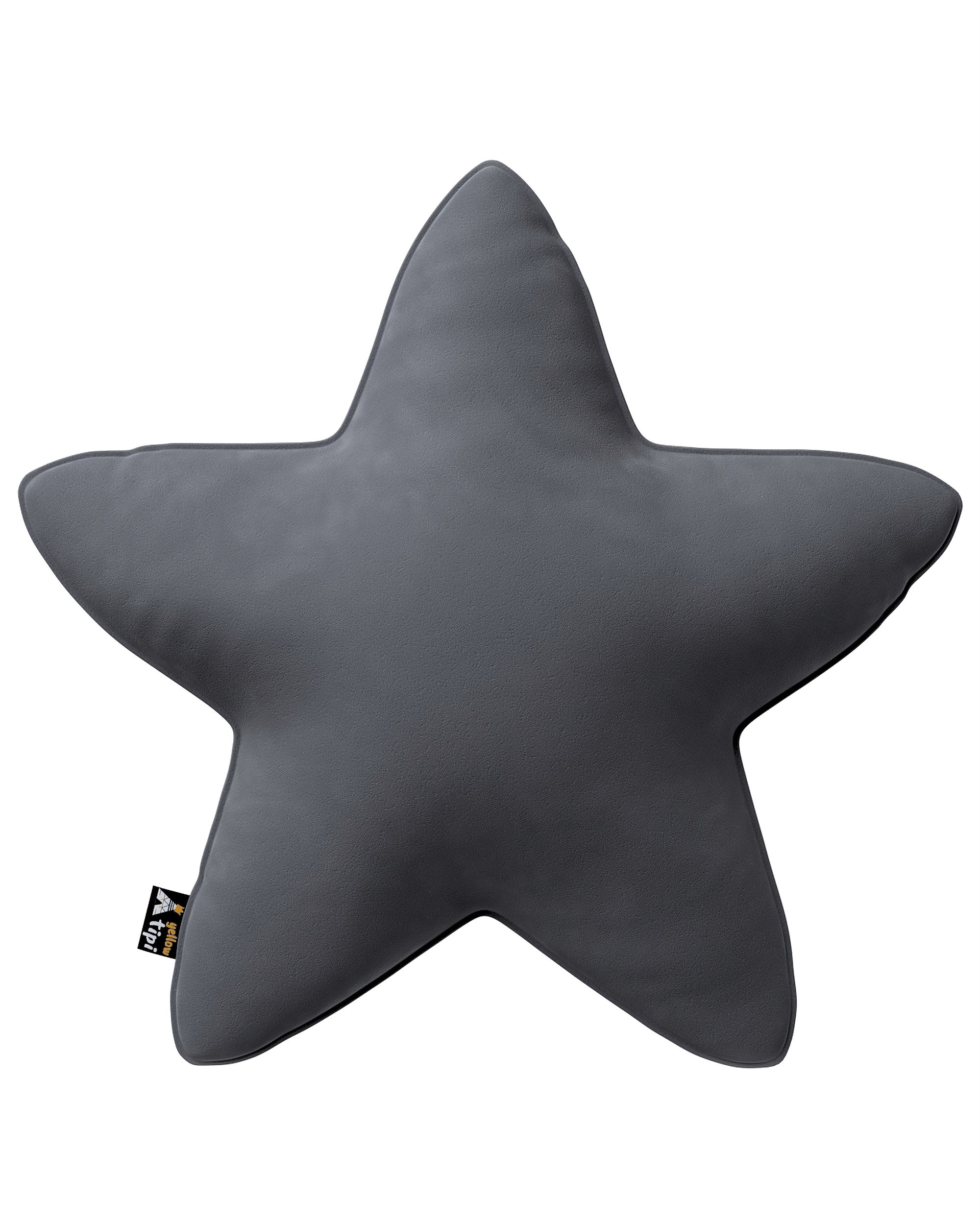 Coussin Lucky Star couleur gris tissu brillant, velours
