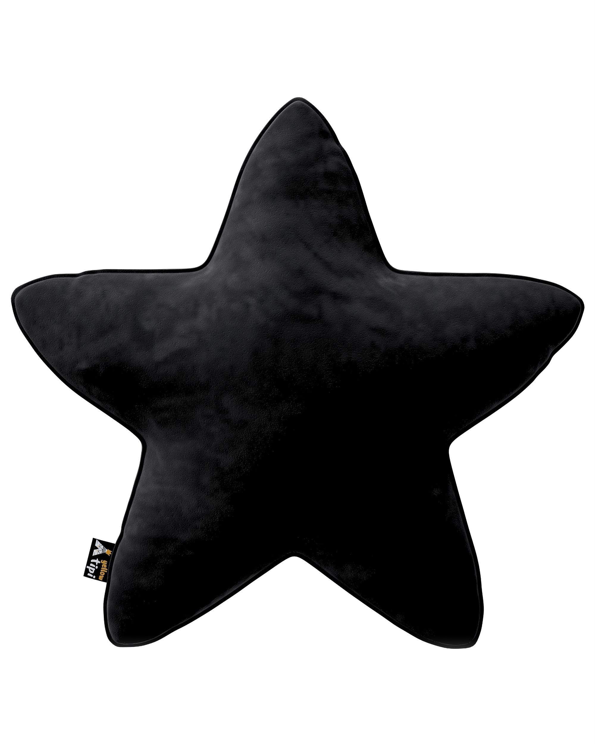 Coussin Lucky Star couleur noir tissu brillant, velours