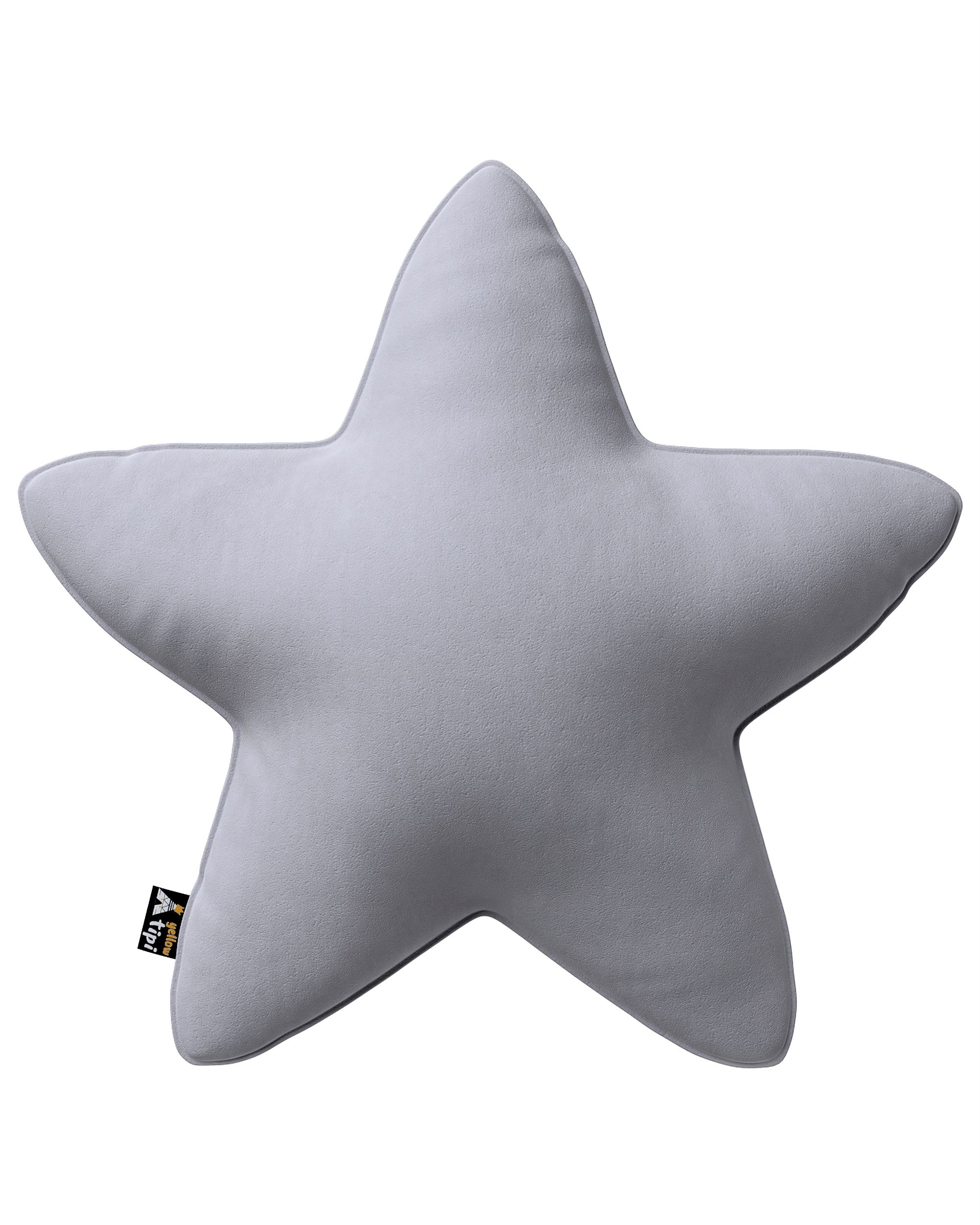 Coussin Lucky Star couleur gris tissu brillant, velours
