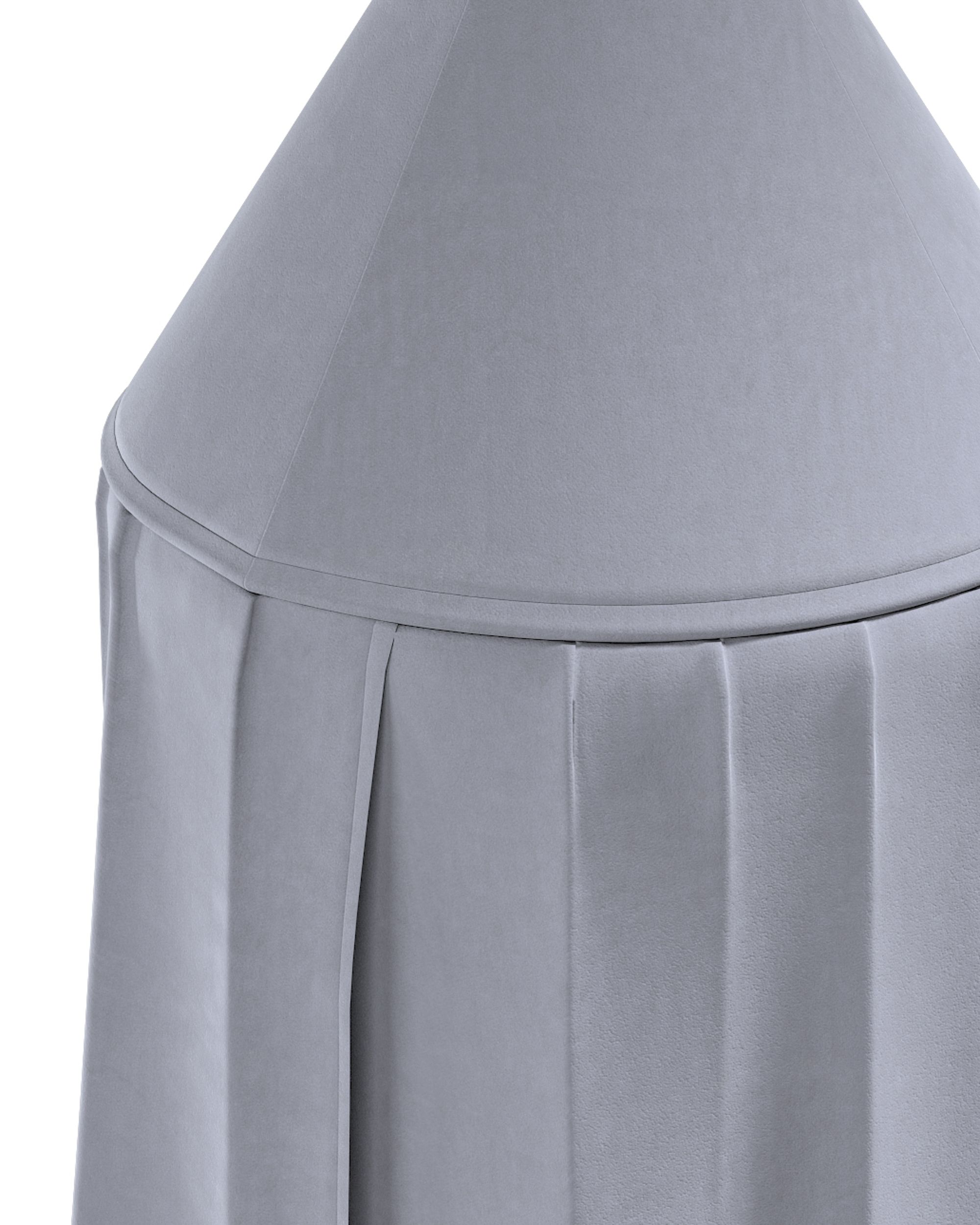 Baldaquin couleur gris tissu brillant, velours (hover)