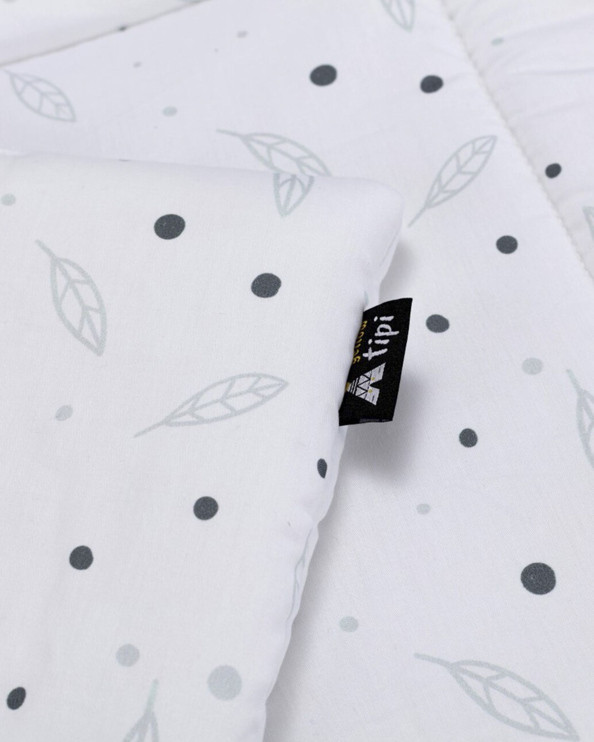 Housse + couette et taie + oreiller pour lit bébé couleur gris tissu à motifs (hover)