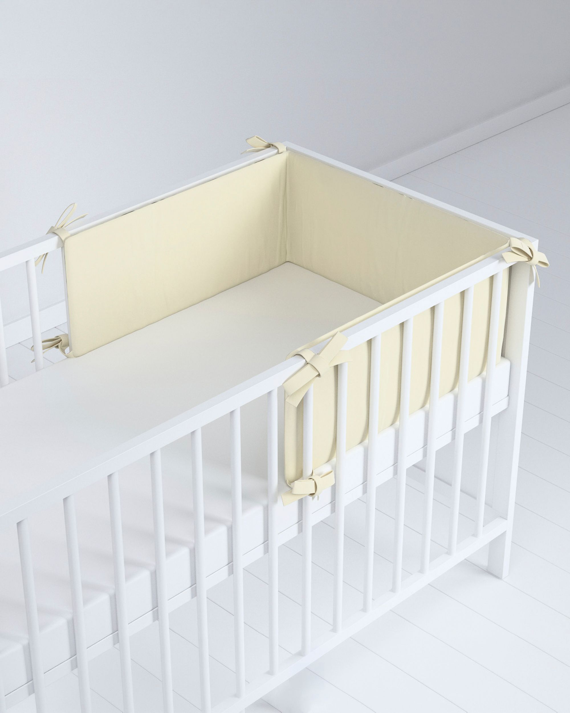 Tour de lit bébé couleur crème tissu brillant, velours (hover)