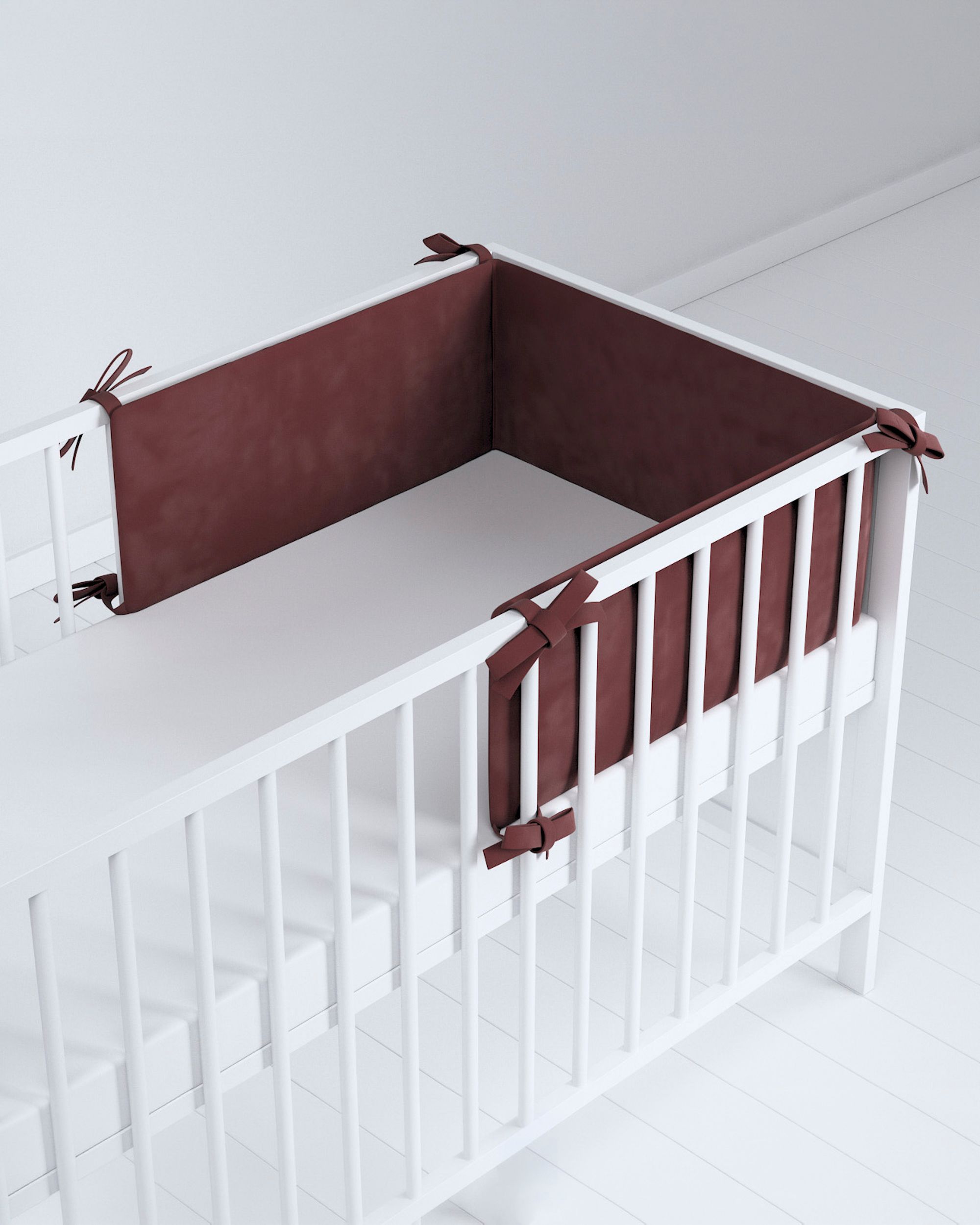 Tour de lit bébé couleur rouge tissu brillant, velours (hover)
