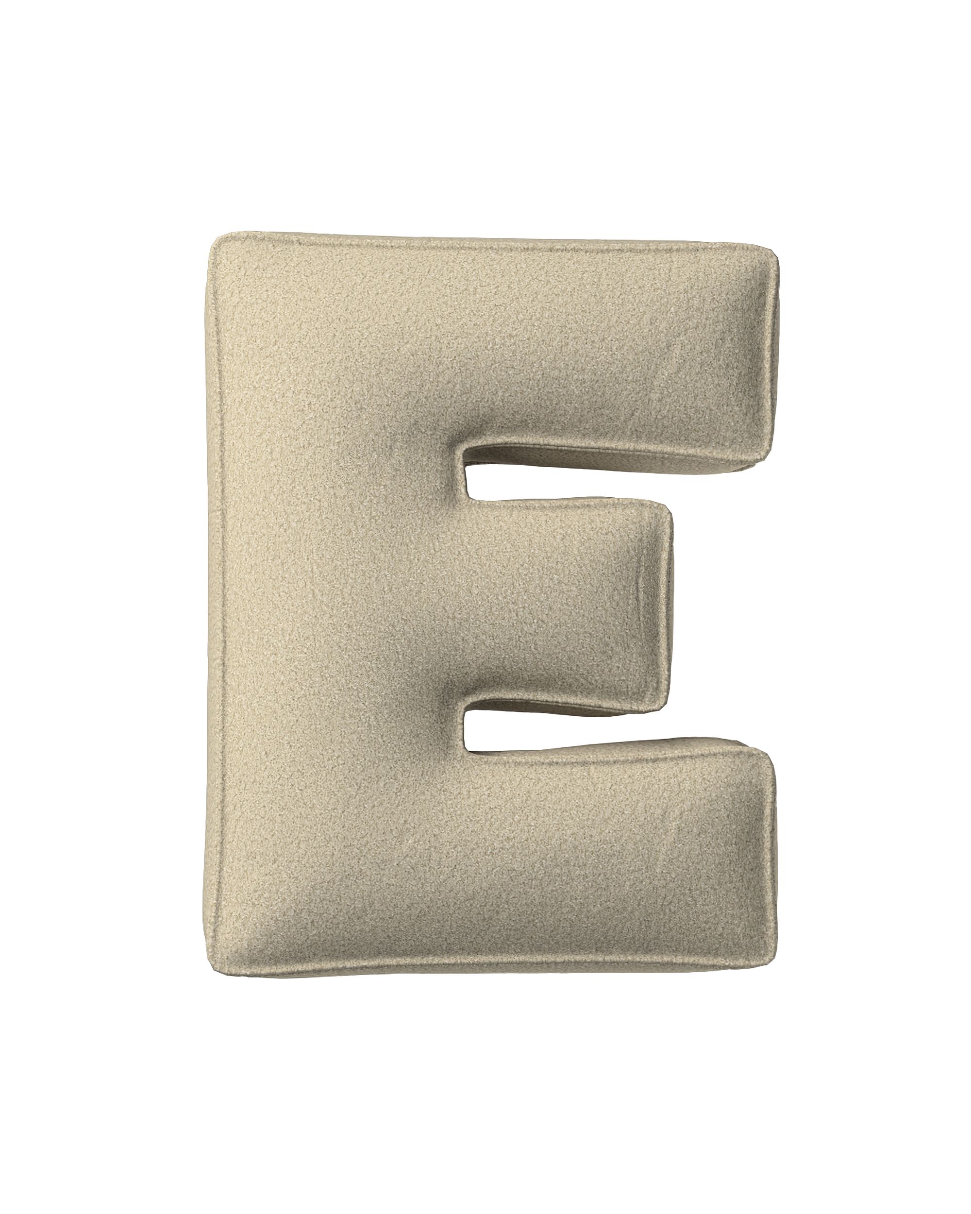 Coussins lettre E couleur beige tissu tresse