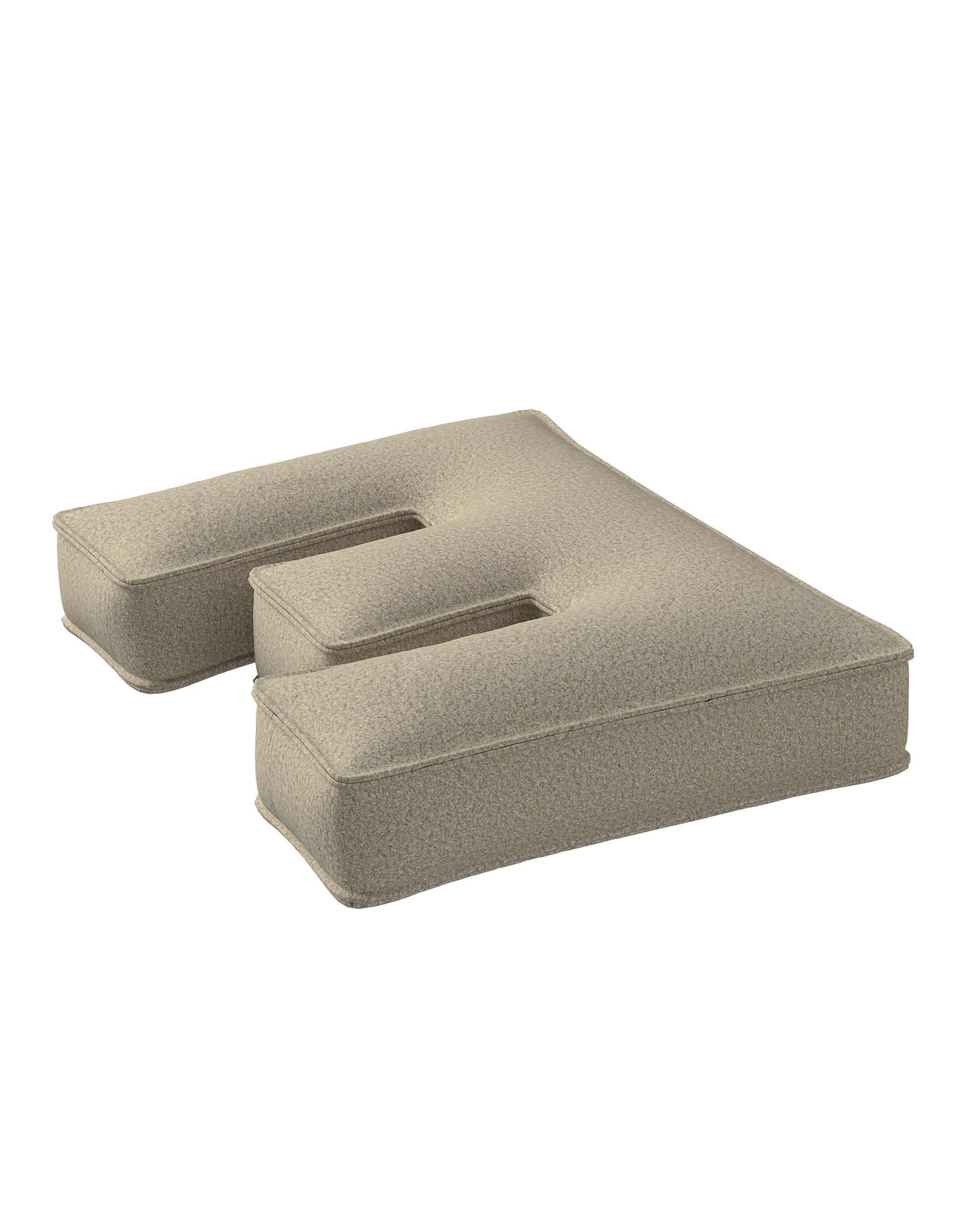 Coussins lettre E couleur beige tissu tresse (hover)