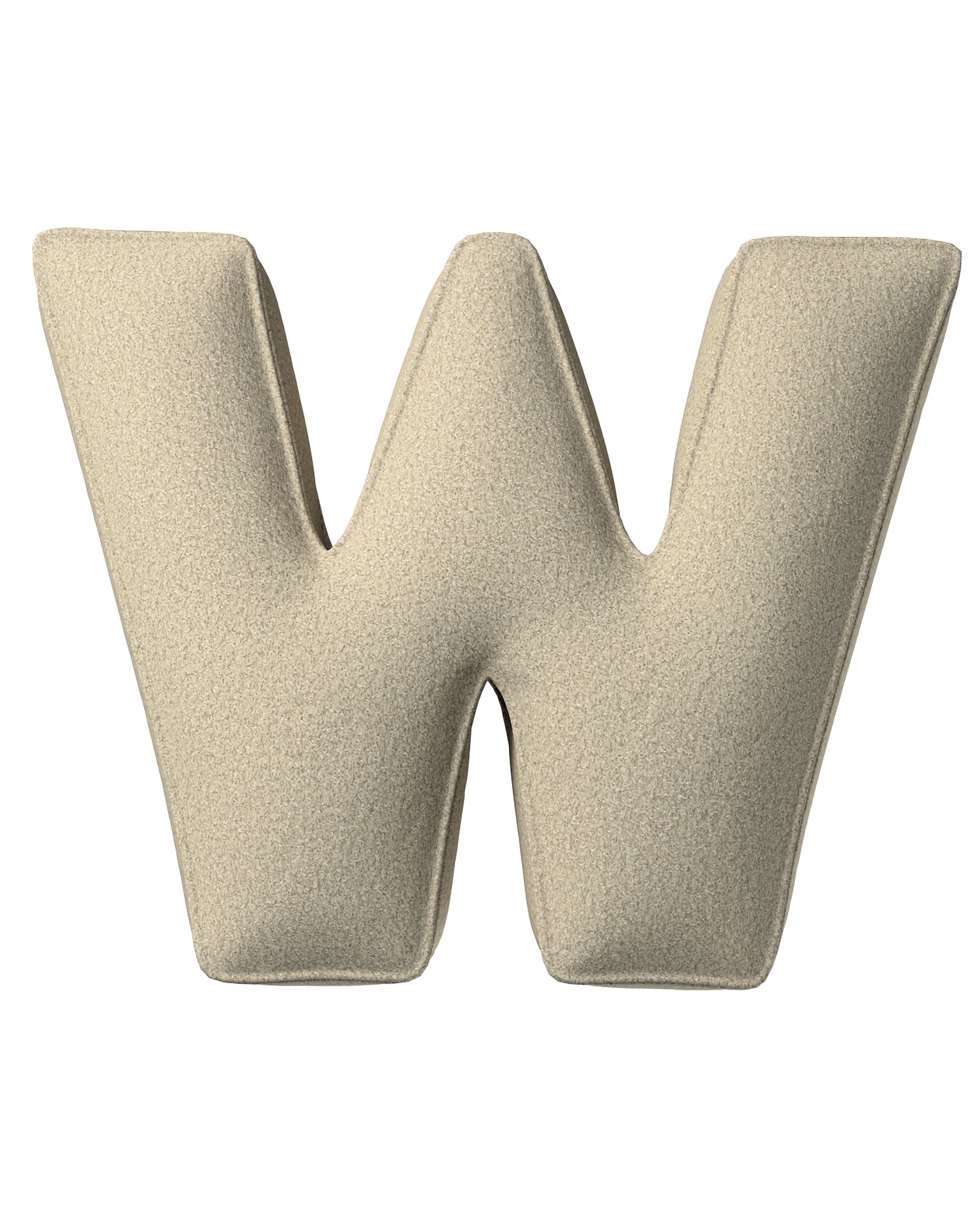 Coussins lettre W couleur beige tissu tresse