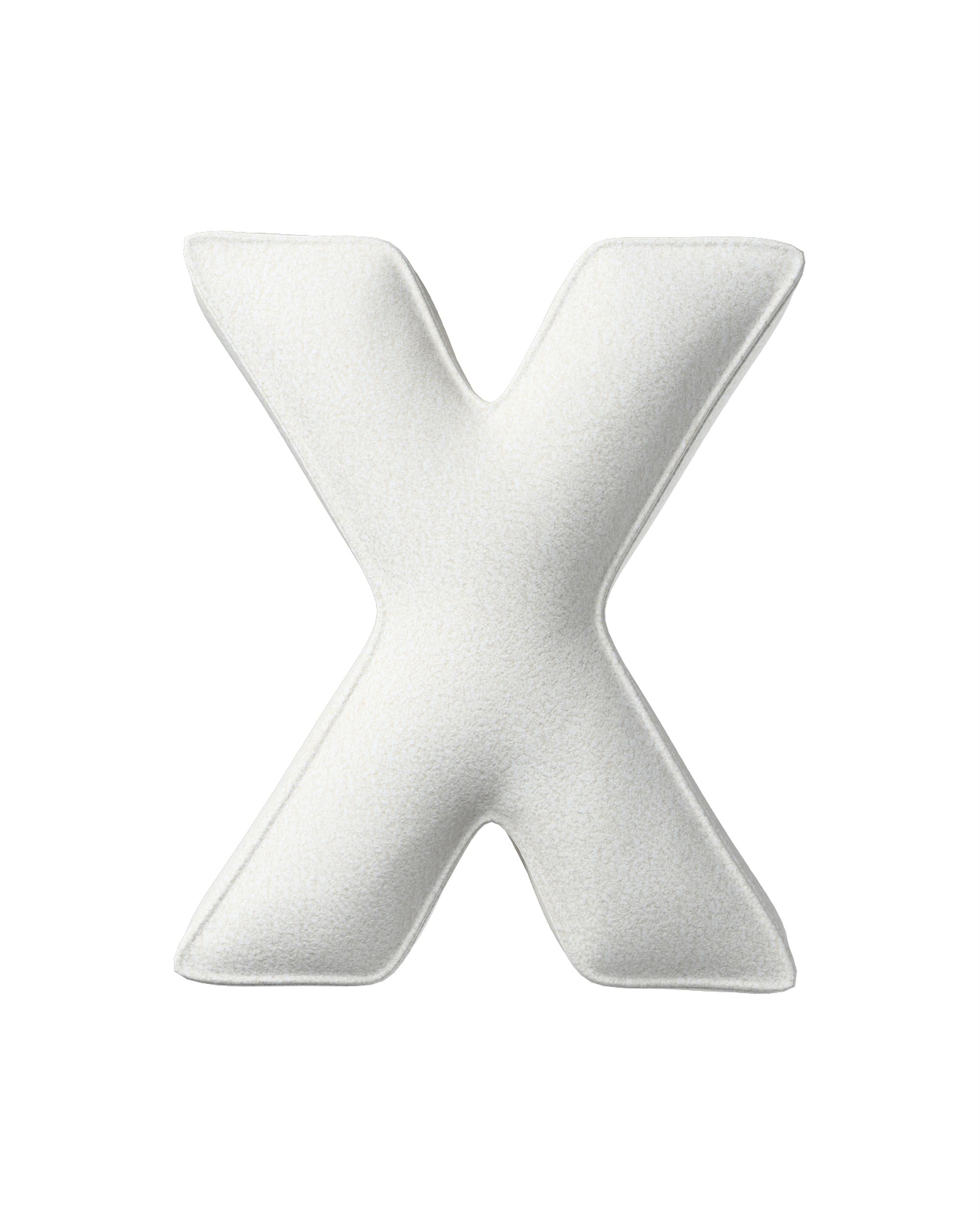 Coussins lettre X couleur blanc tissu tresse