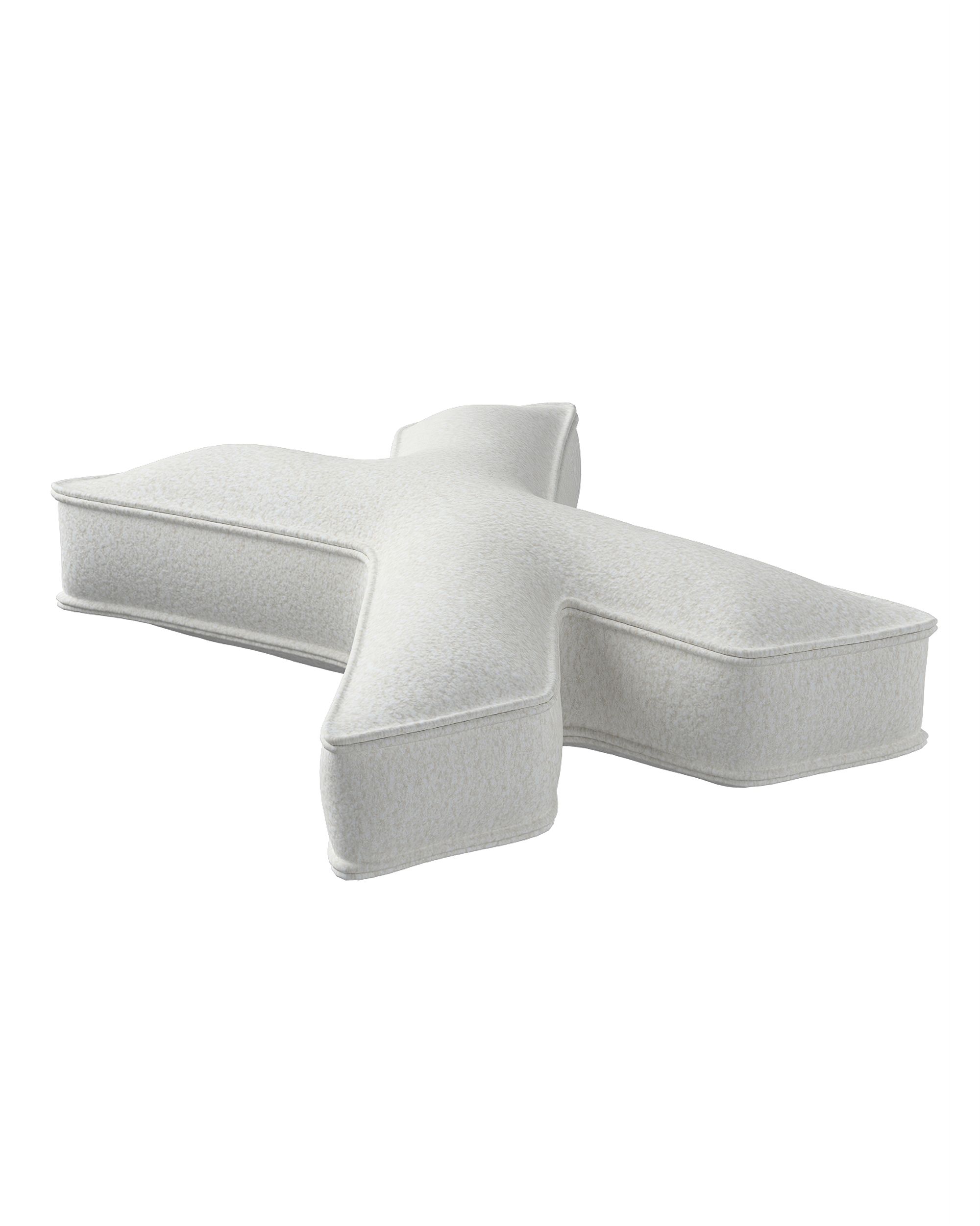 Coussins lettre X couleur blanc tissu tresse (hover)