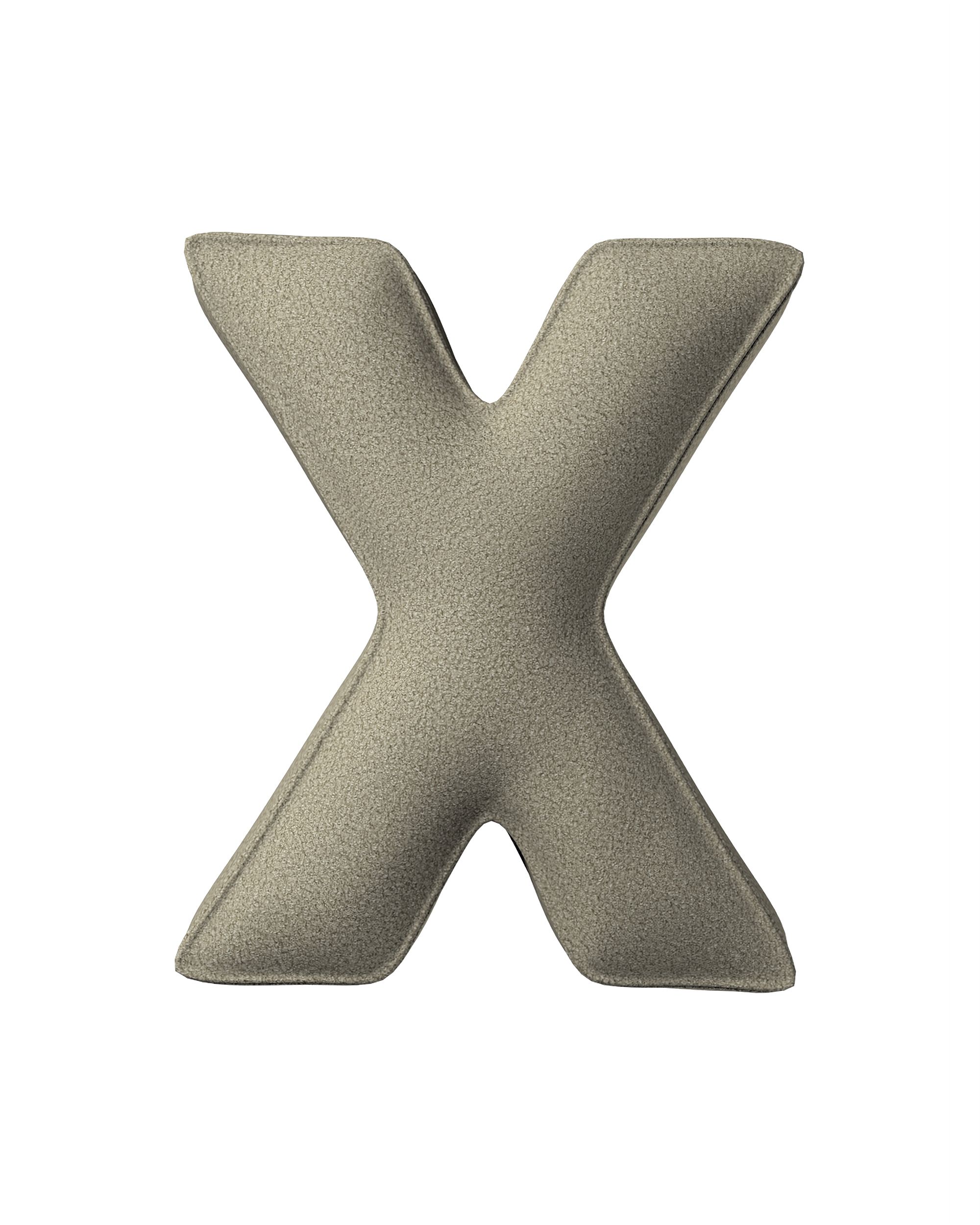 Coussins lettre X couleur beige tissu tresse