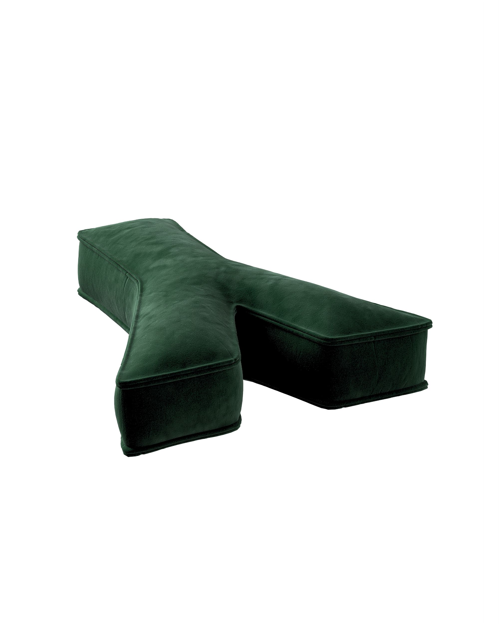 Coussins lettre Y couleur vert tissu brillant, velours (hover)