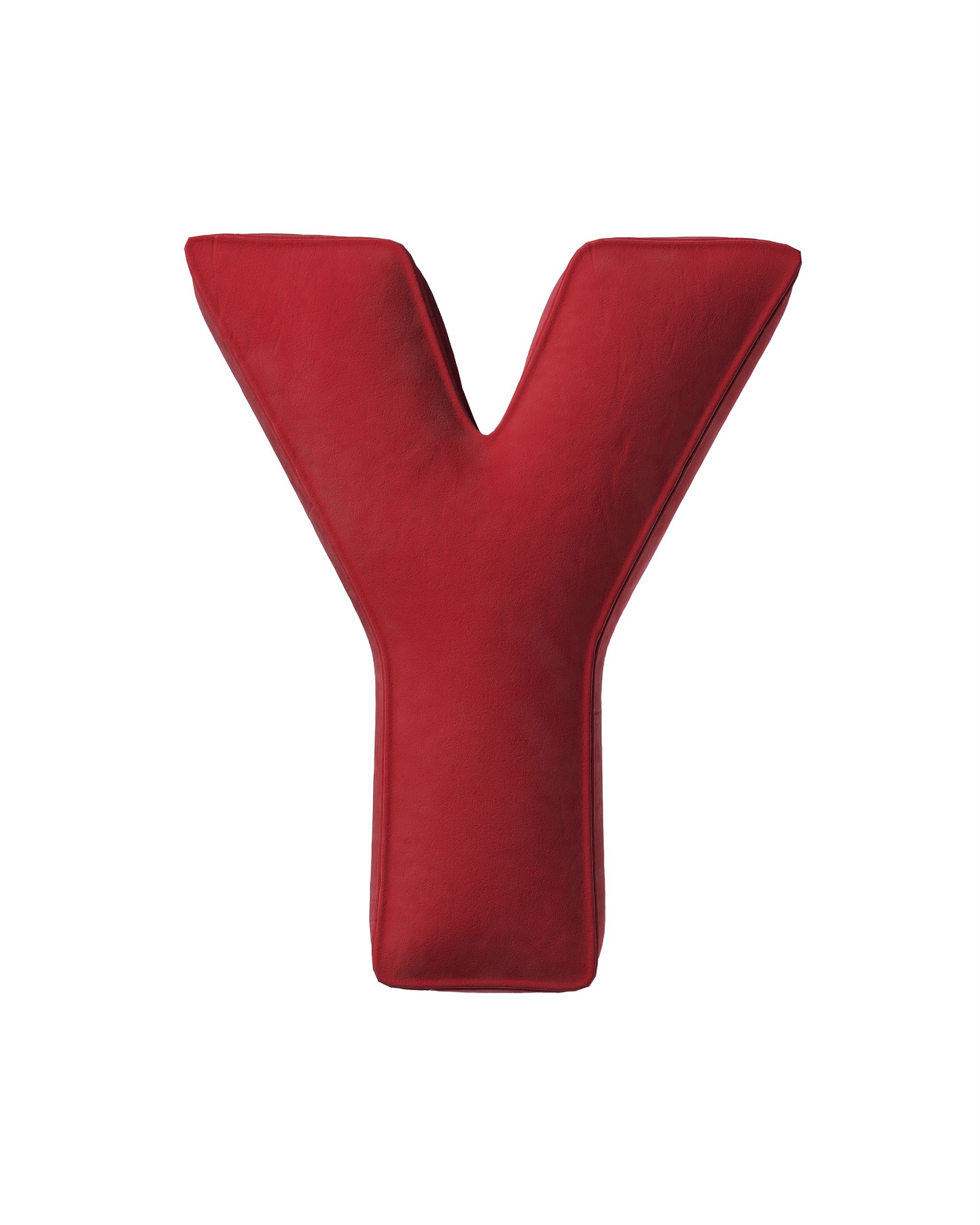 Coussins lettre Y couleur rouge tissu brillant, velours