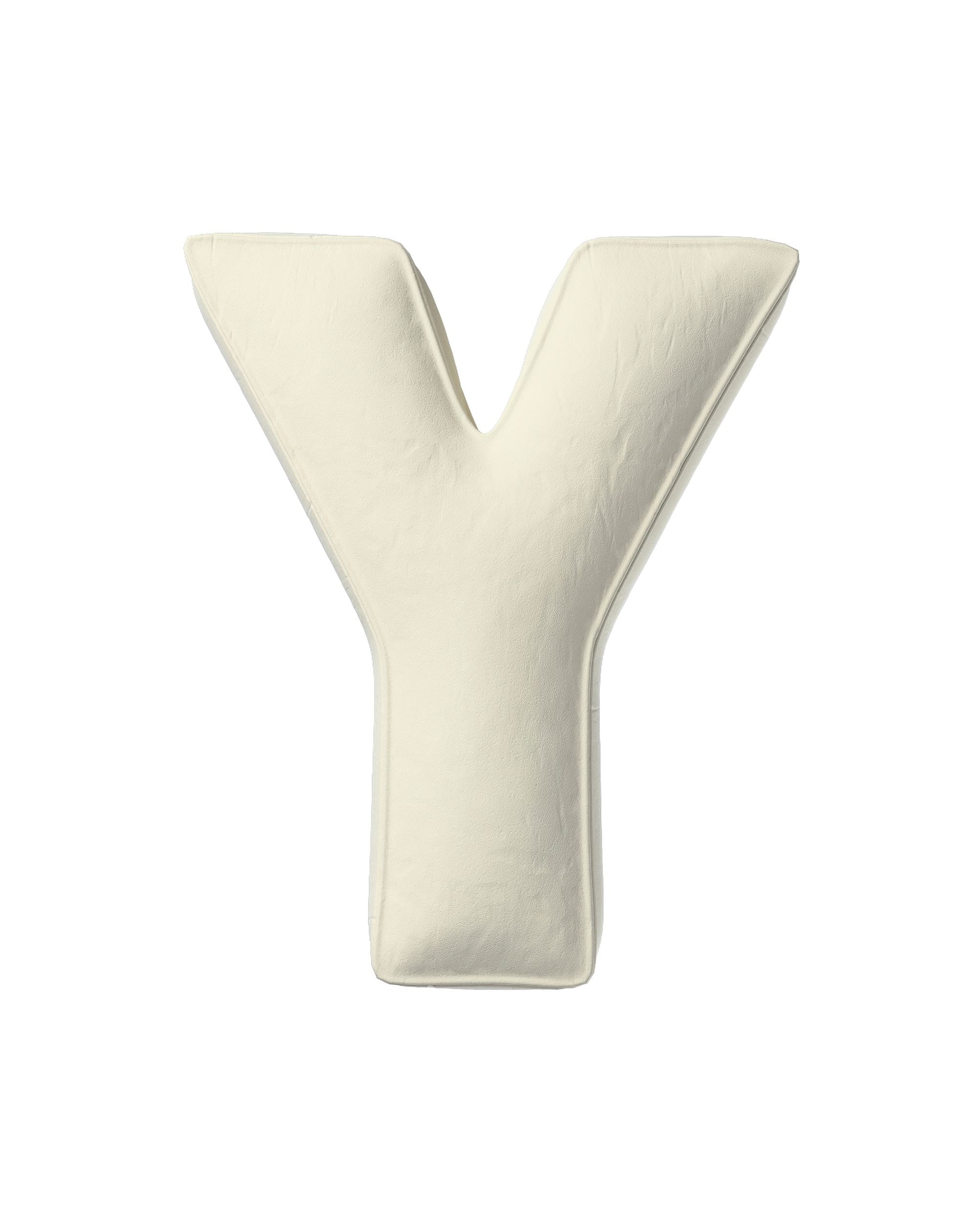 Coussins lettre Y couleur crème tissu brillant, velours