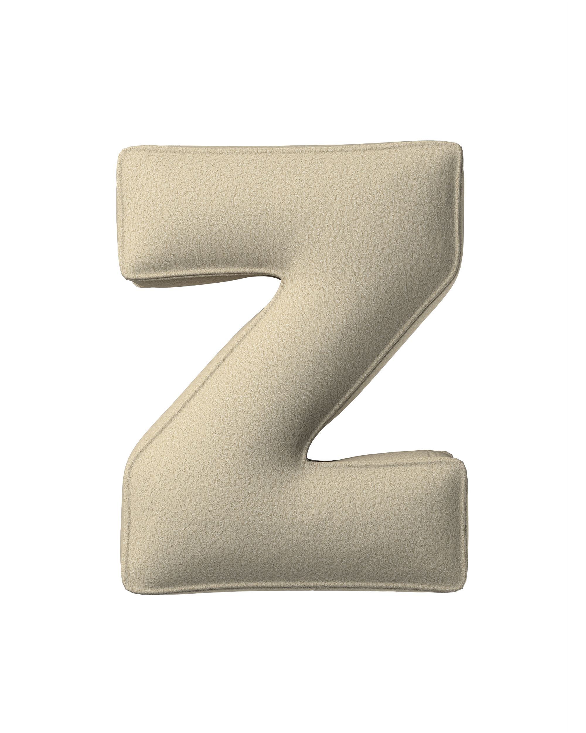 Coussins lettre Z couleur beige tissu tresse