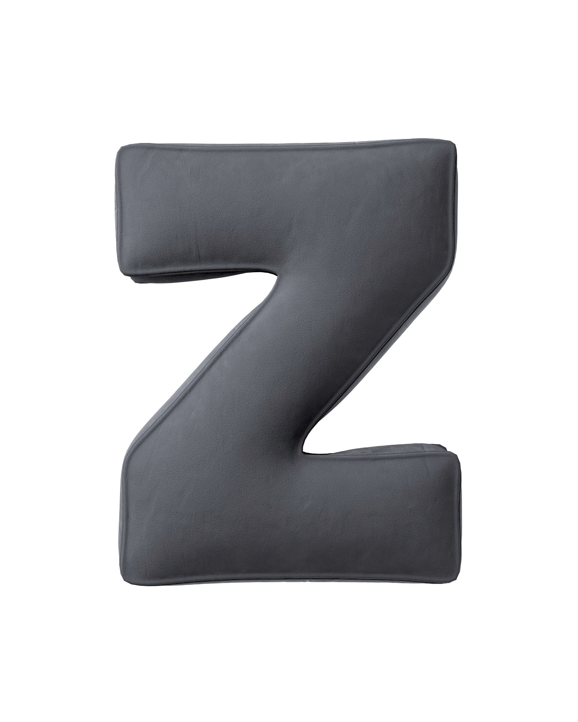 Coussins lettre Z couleur gris tissu brillant, velours
