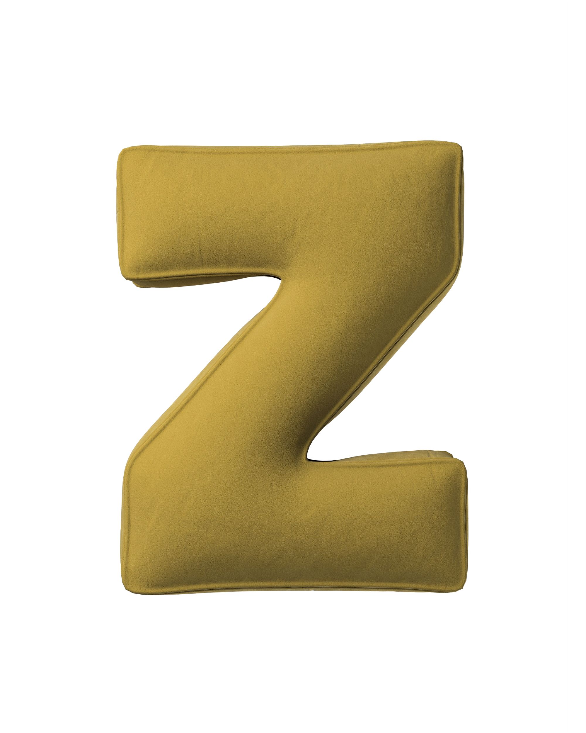 Coussins lettre Z couleur vert tissu brillant, velours