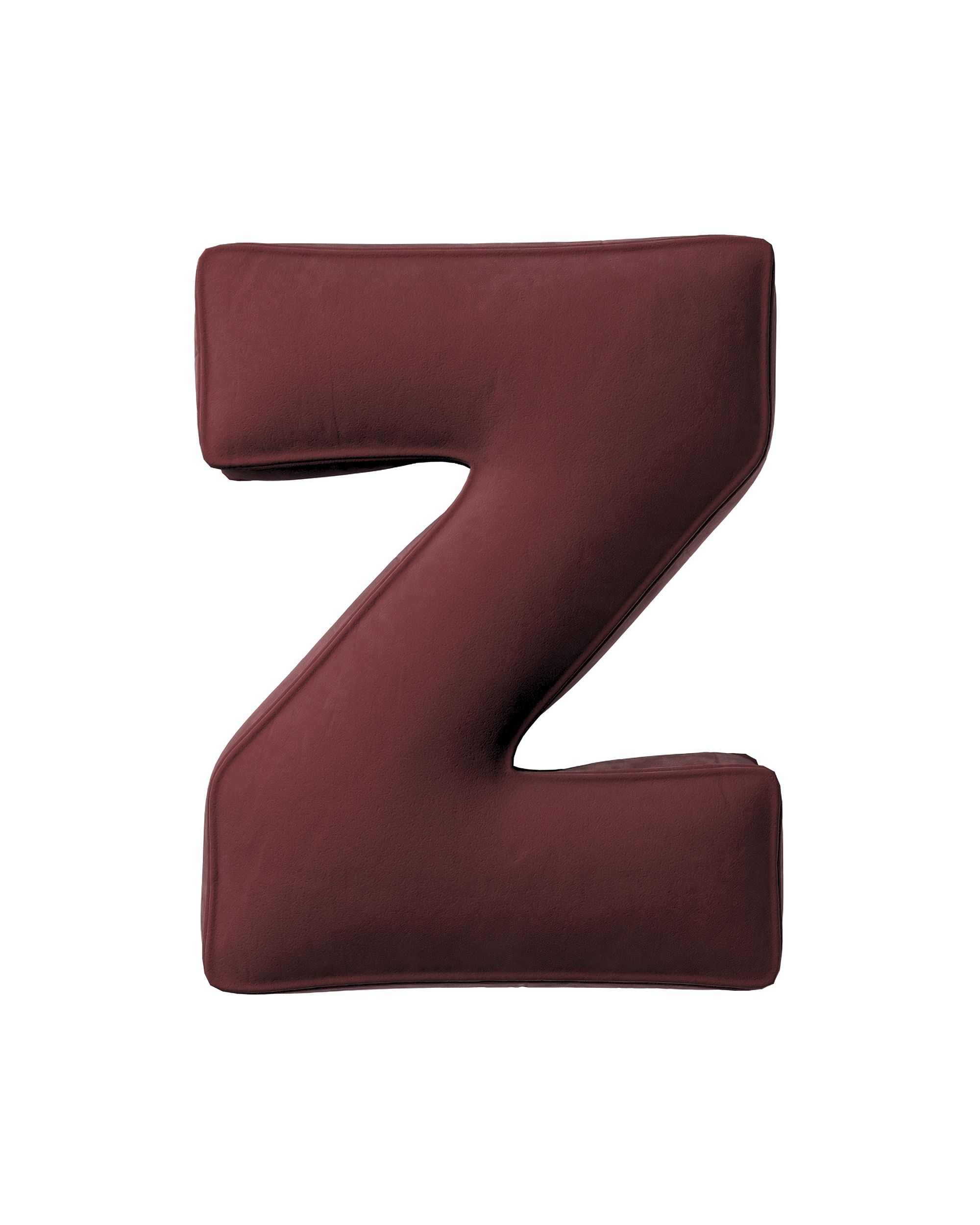 Coussins lettre Z couleur rouge tissu brillant, velours