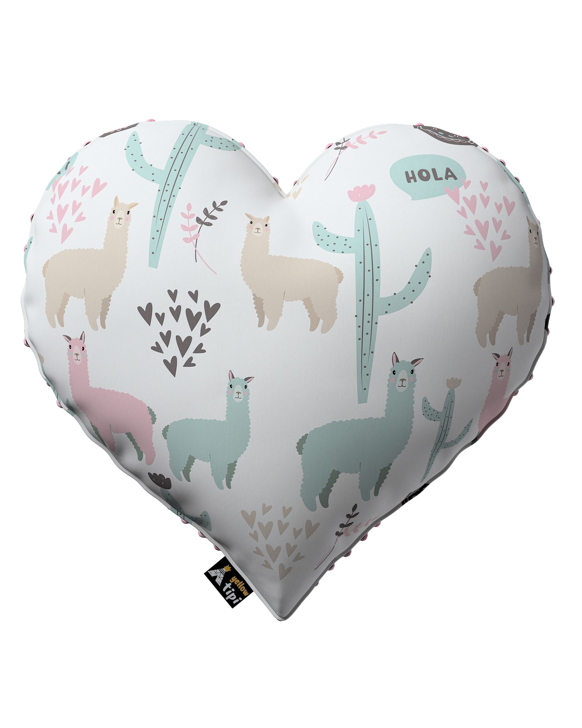 Coussin Heart of Love tissu minky couleur vert tissu à motifs