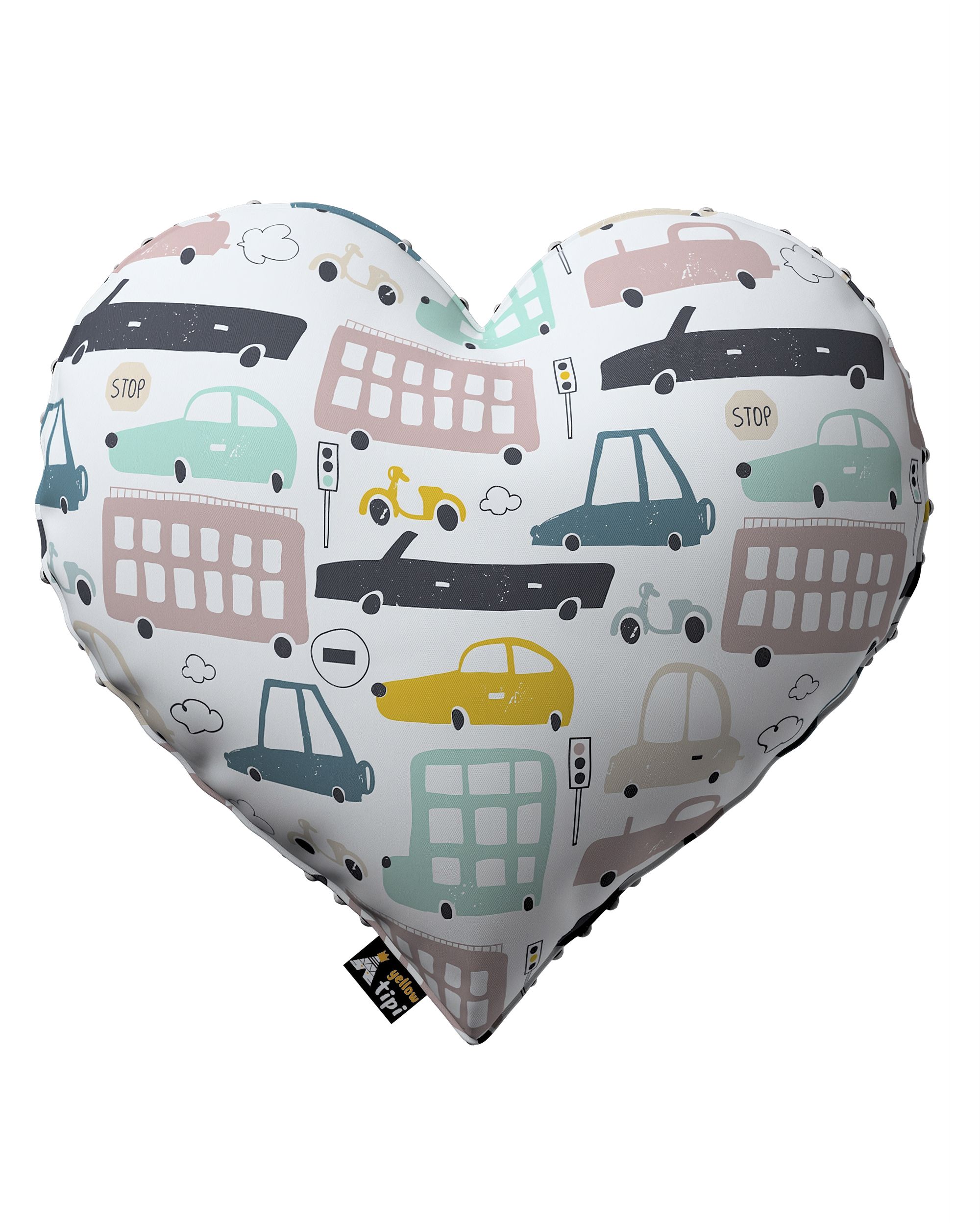 Coussin Heart of Love tissu minky couleur beige tissu à motifs