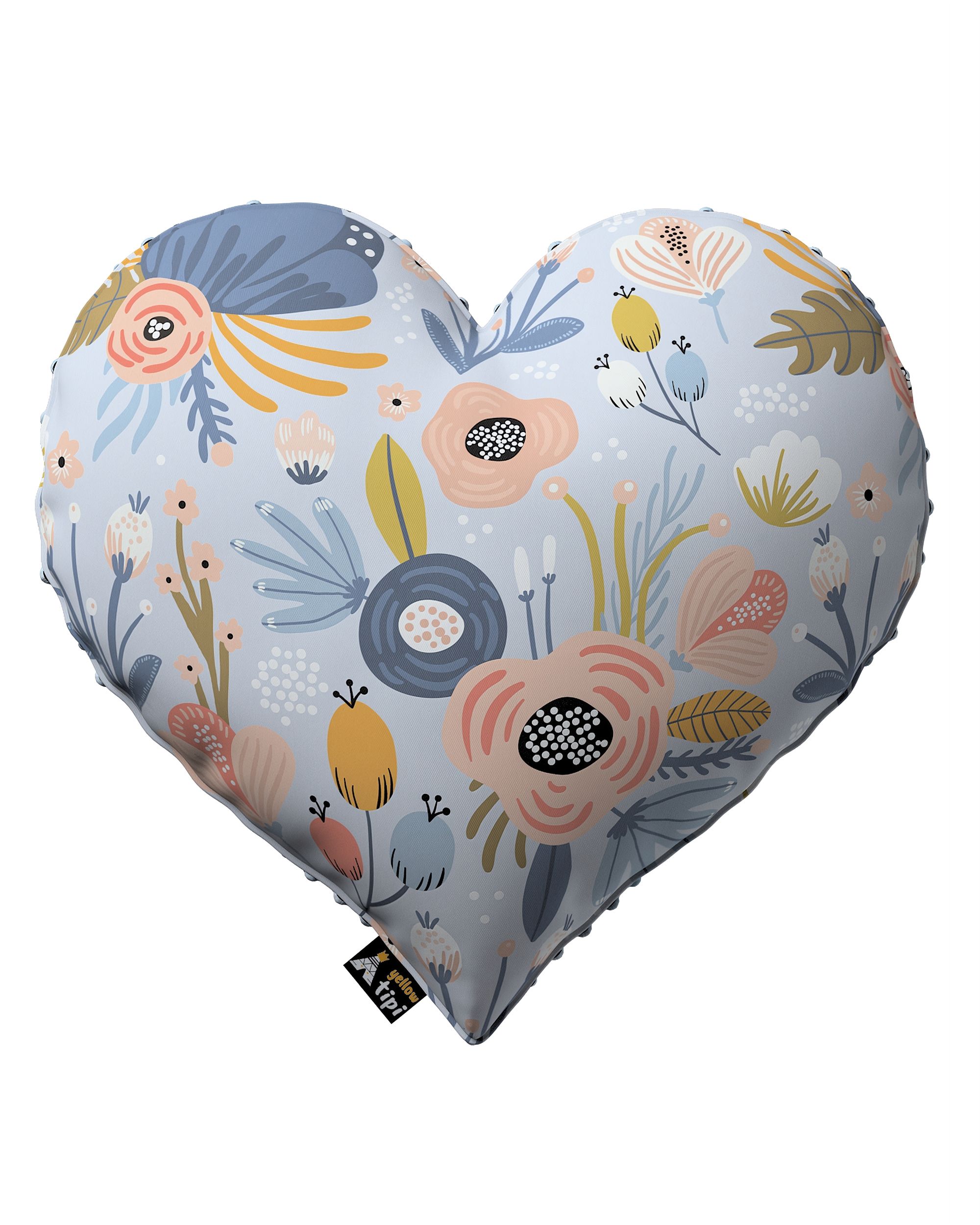 Coussin Heart of Love tissu minky couleur bleu tissu à motifs