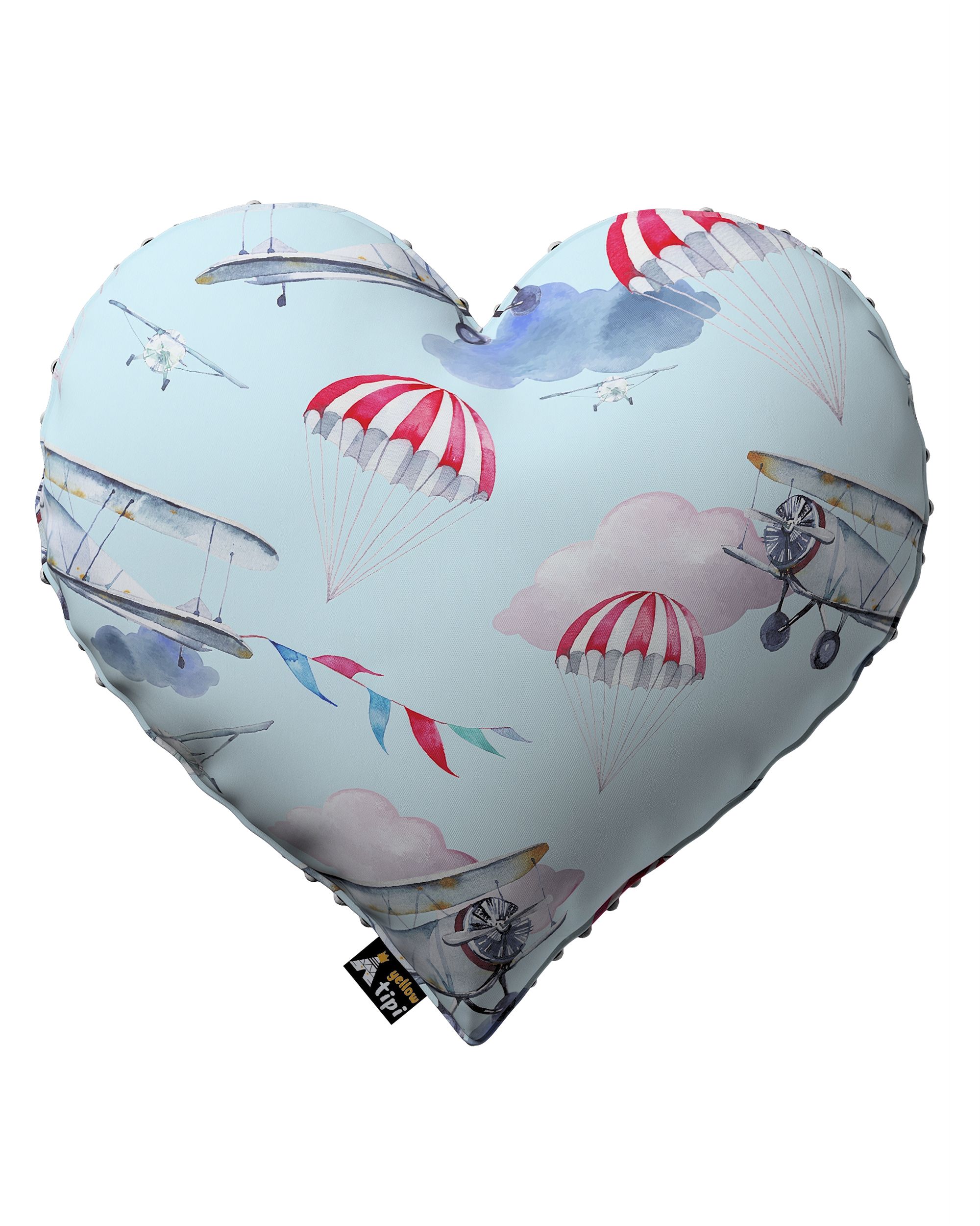 Coussin Heart of Love tissu minky couleur bleu tissu à motifs