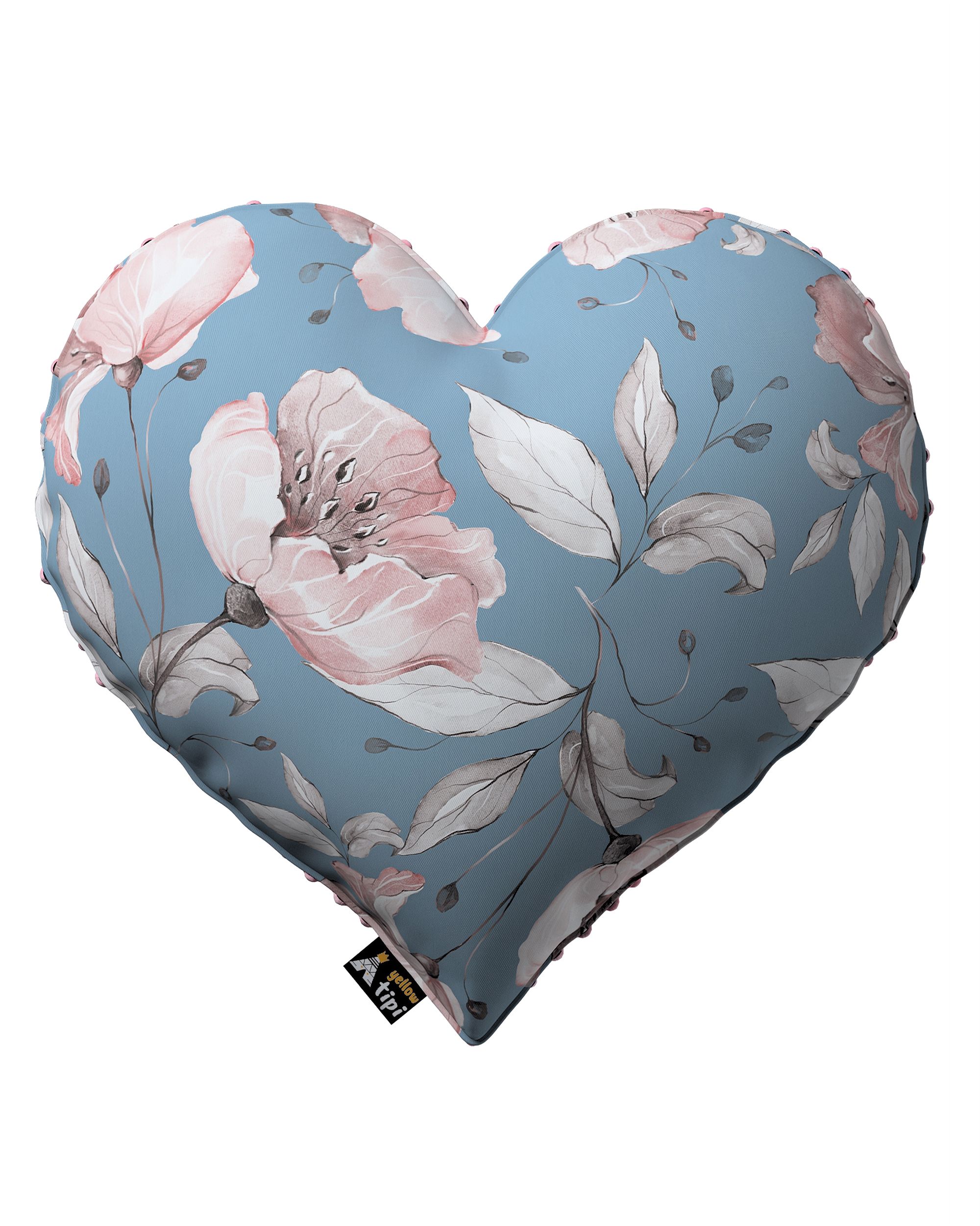 Coussin Heart of Love tissu minky couleur bleu tissu à motifs