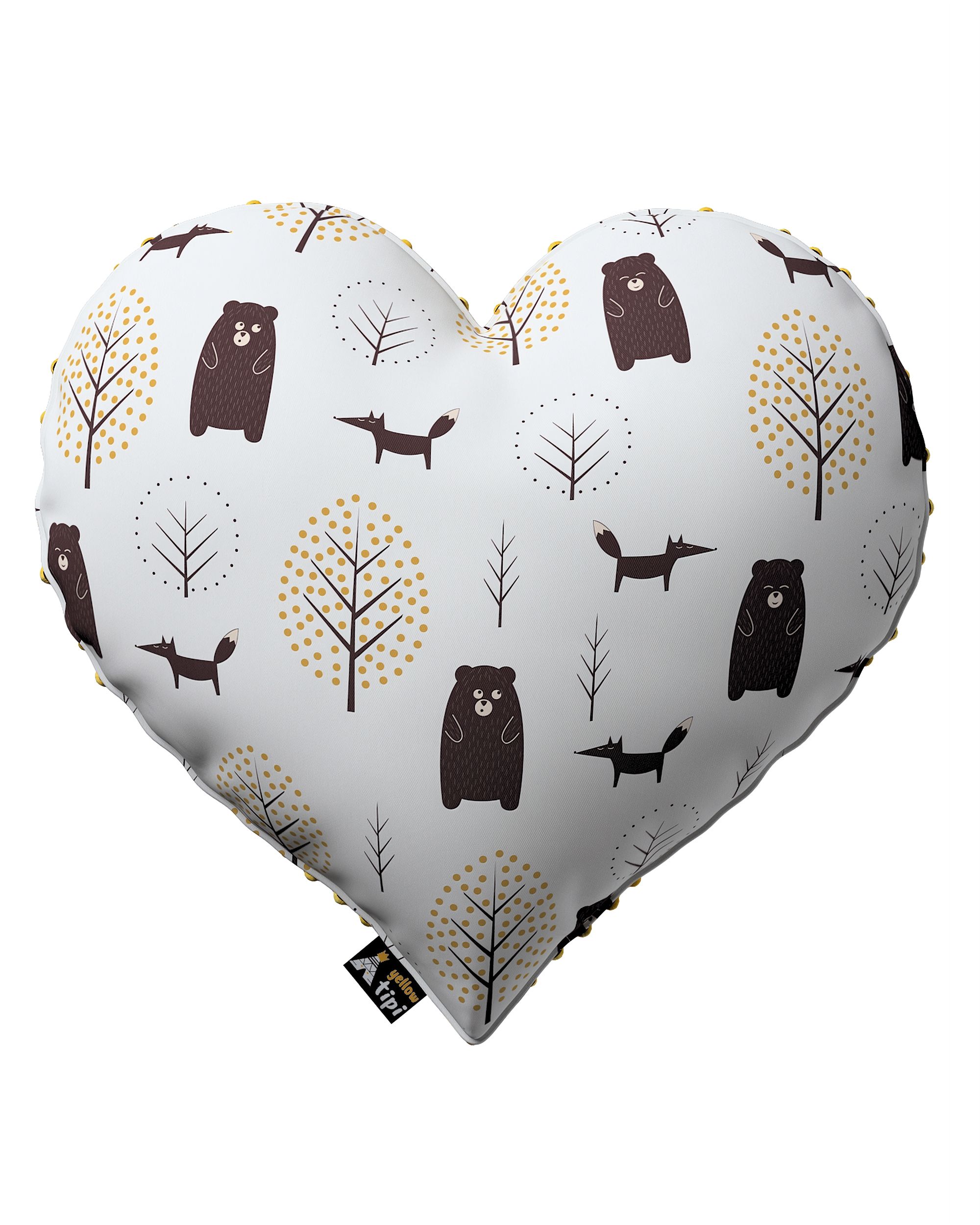 Coussin Heart of Love tissu minky couleur marron tissu à motifs