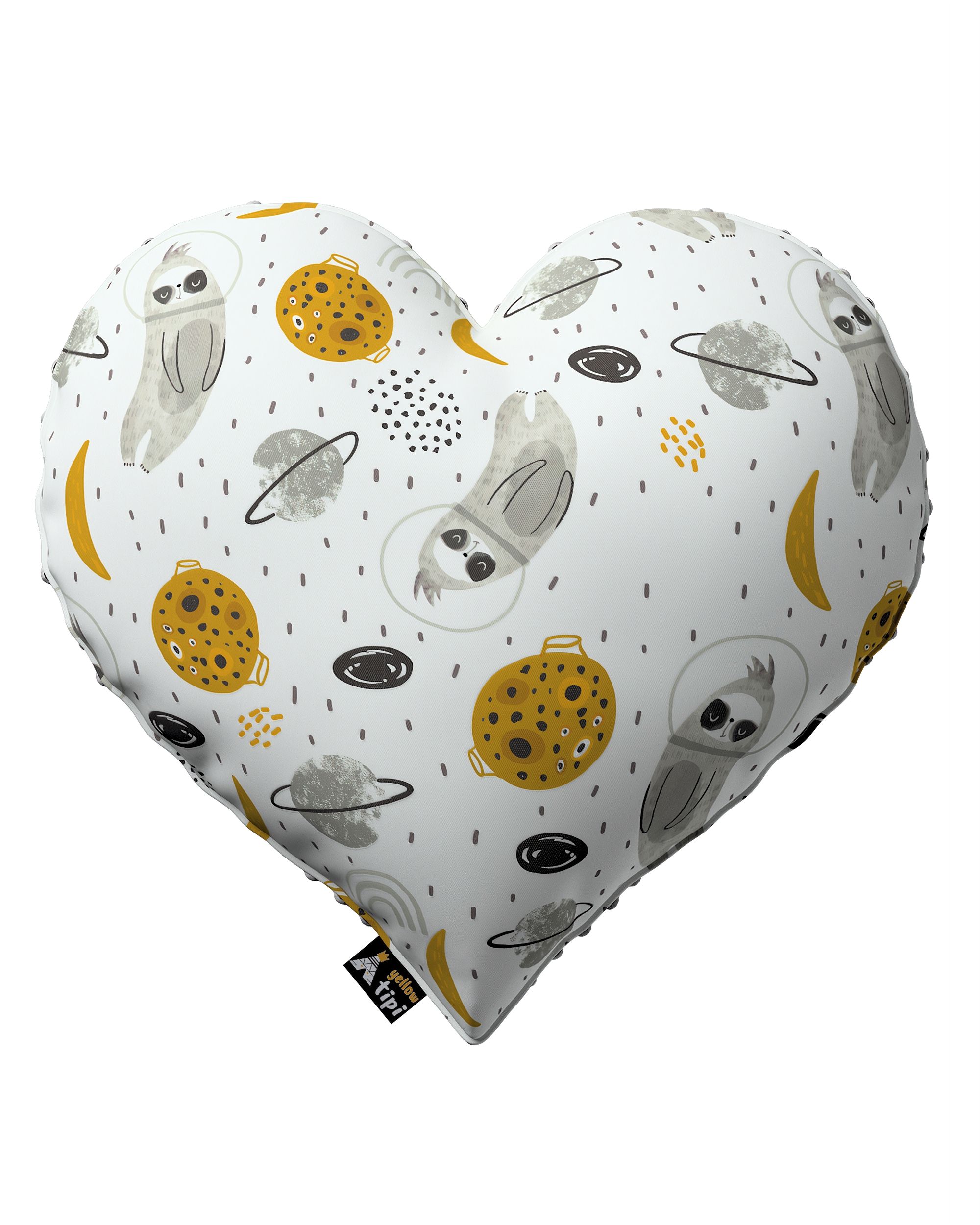 Coussin Heart of Love tissu minky couleur blanc tissu à motifs