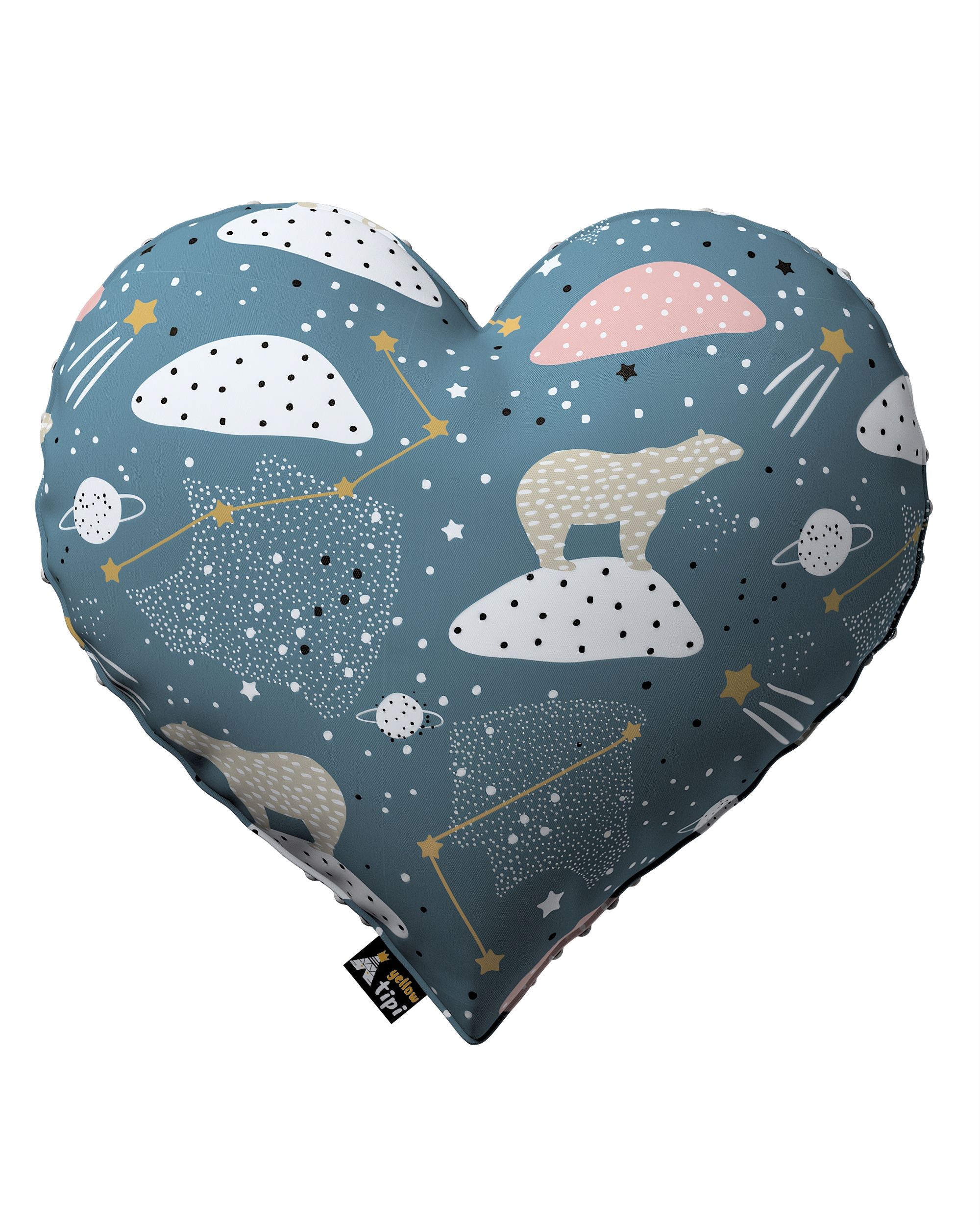 Coussin Heart of Love tissu minky couleur bleu tissu à motifs