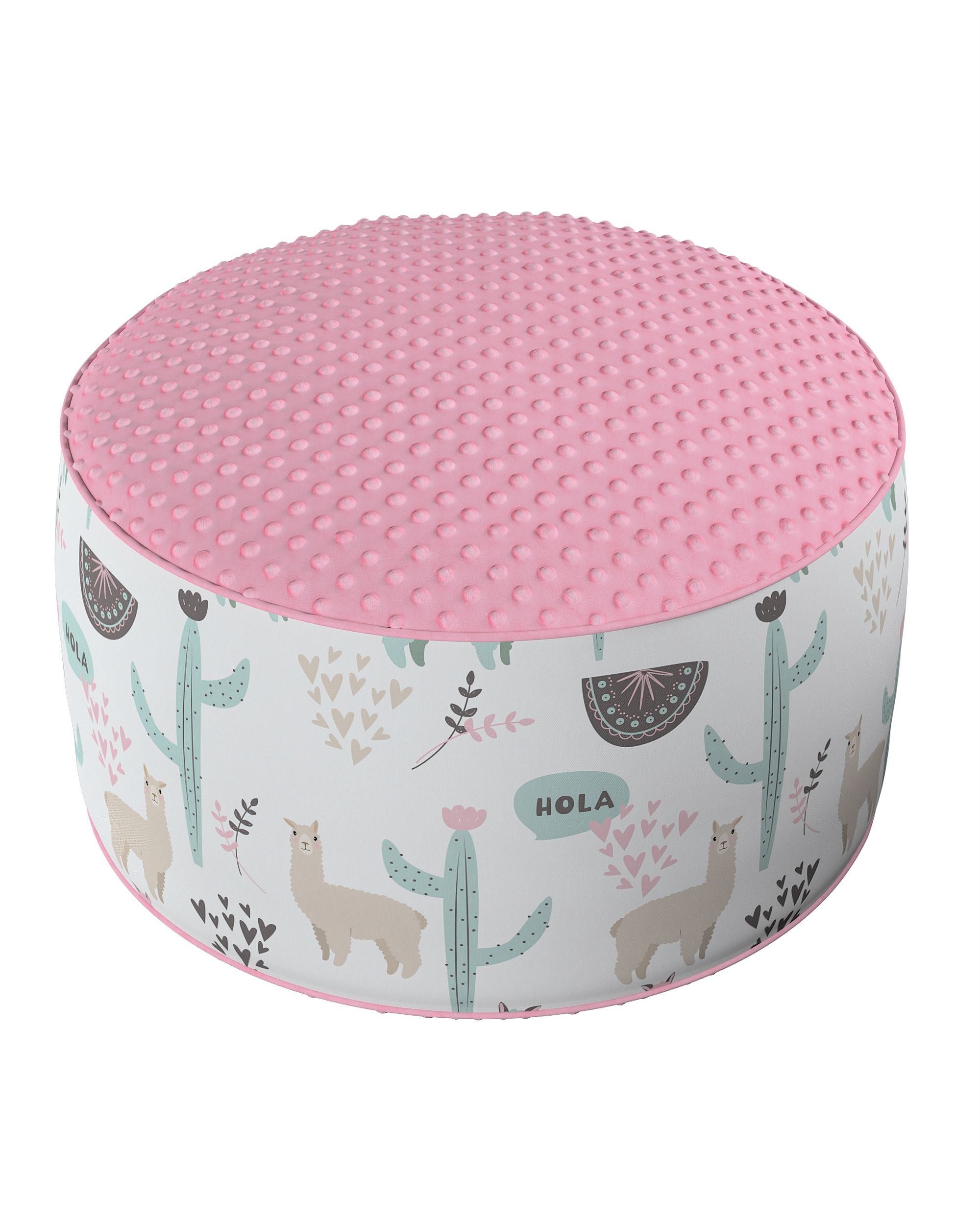 Pouf bicolore Coli av Minky couleur vert tissu à motifs