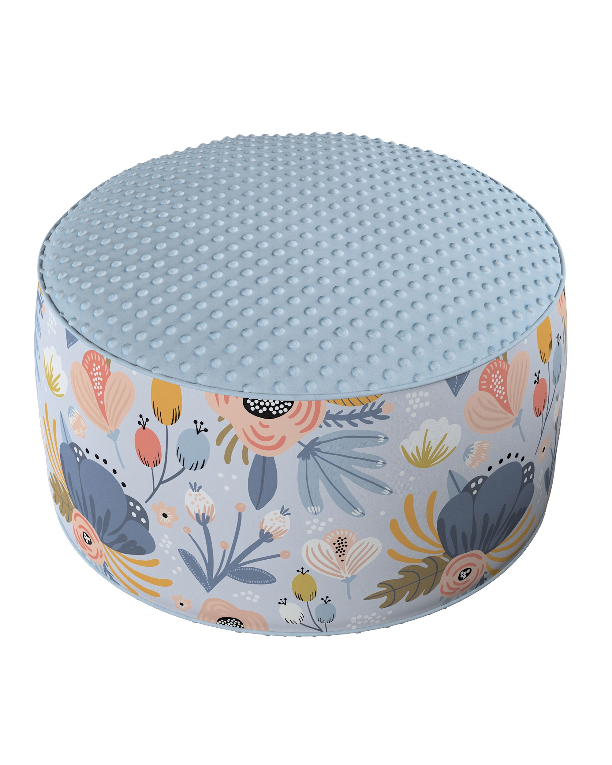Pouf bicolore Coli av Minky couleur bleu tissu à motifs