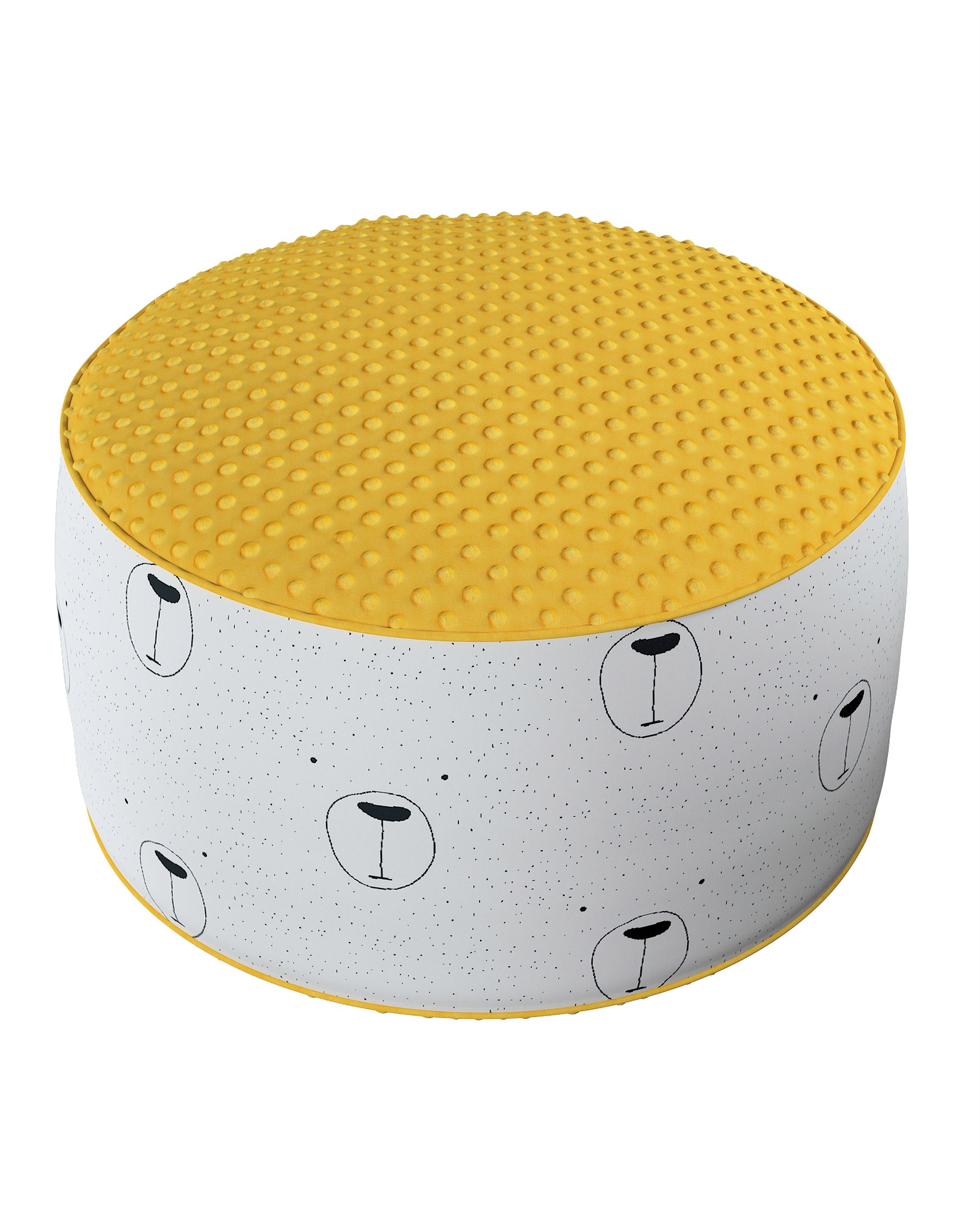 Pouf bicolore Coli av Minky couleur blanc tissu à motifs